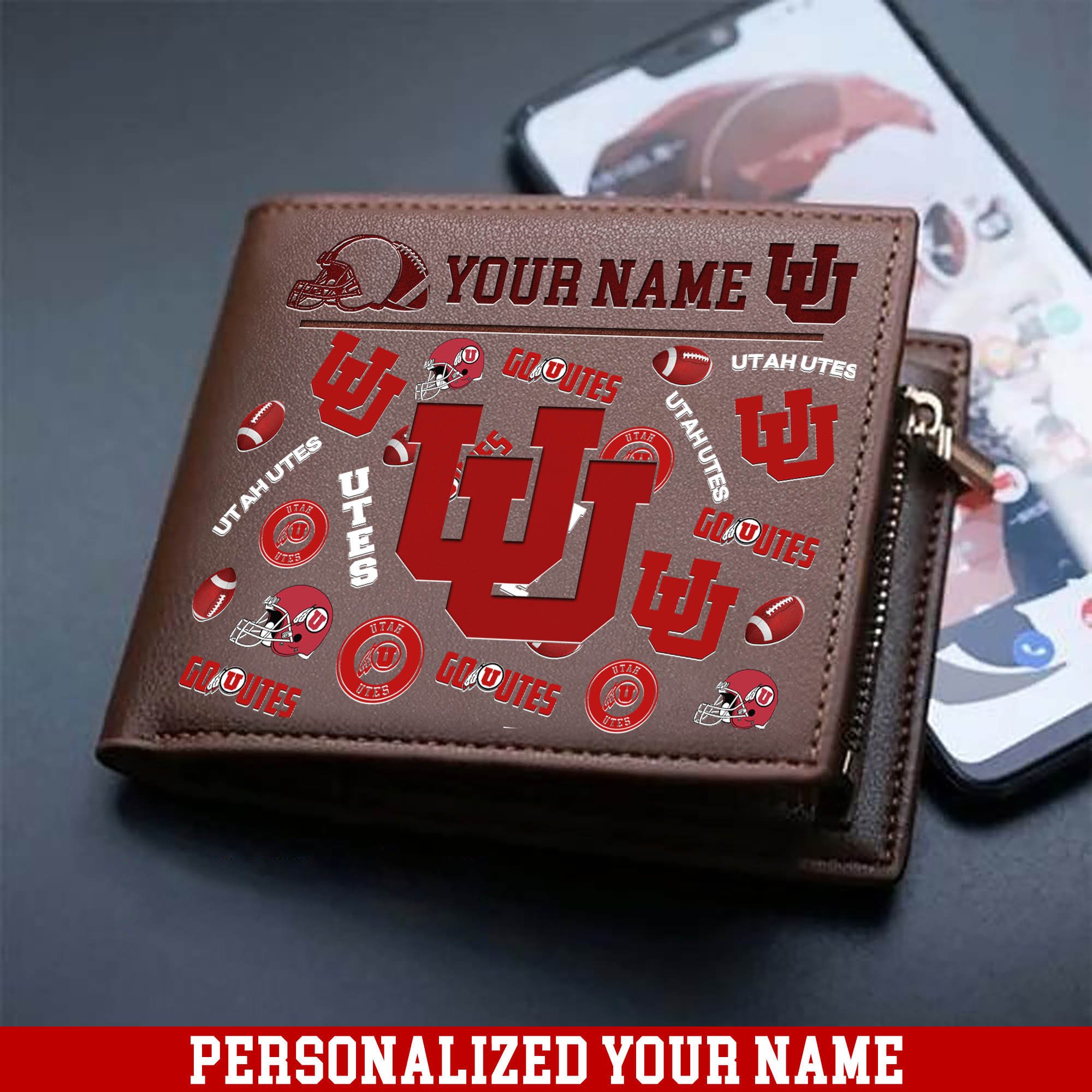 Utah Utes Men Wallet 2024 Version Personalized Your Name, Sport Team Men Wallet, Gift For Sport Fans ETHY-54900