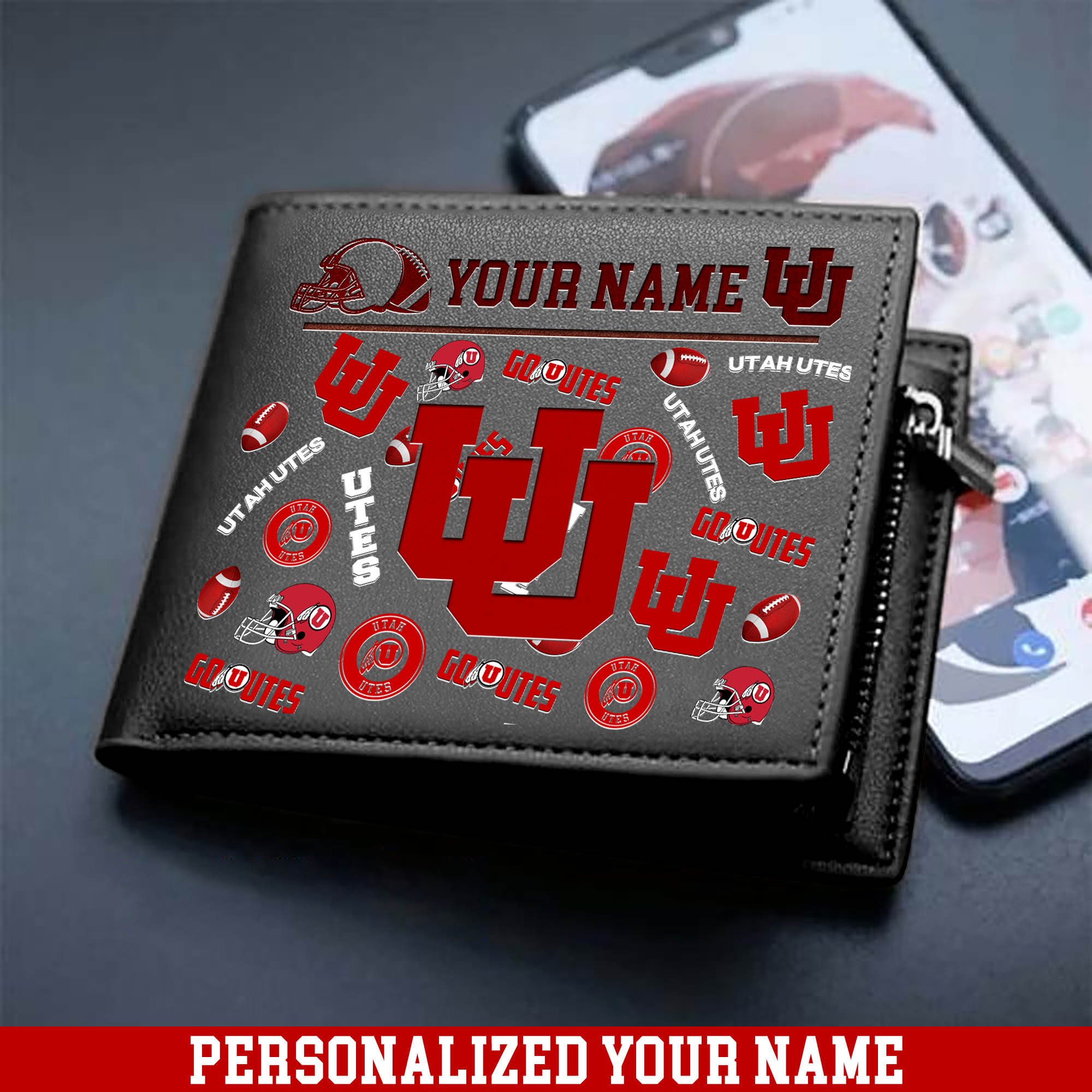 Alternative view of Utah Utes Men Wallet 2024 Version Personalized Your Name, Sport Team Men Wallet, Gift For Sport Fans ETHY-54900