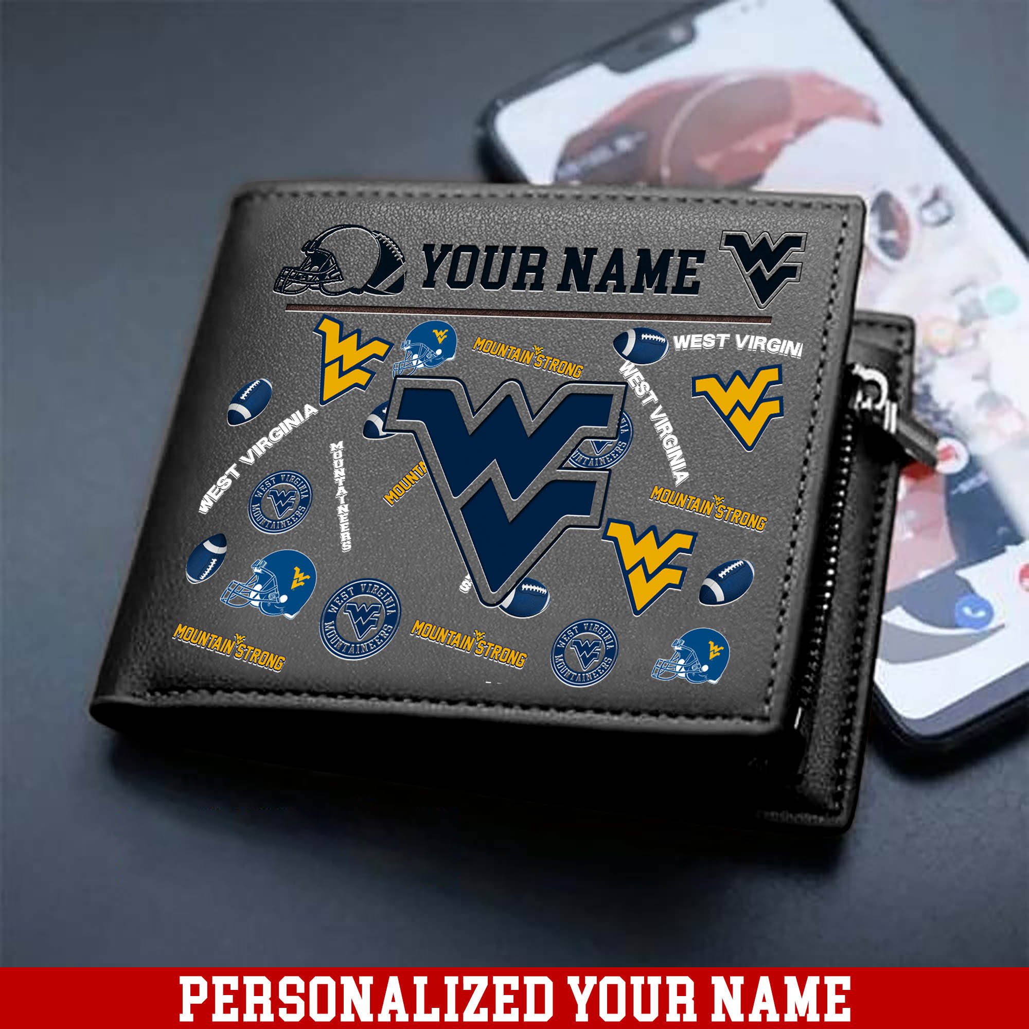 Alternative view of West Virginia Mountaineers Men Wallet 2024 Version Personalized Your Name, Sport Team Men Wallet, Gift For Sport Fans ETHY-54900