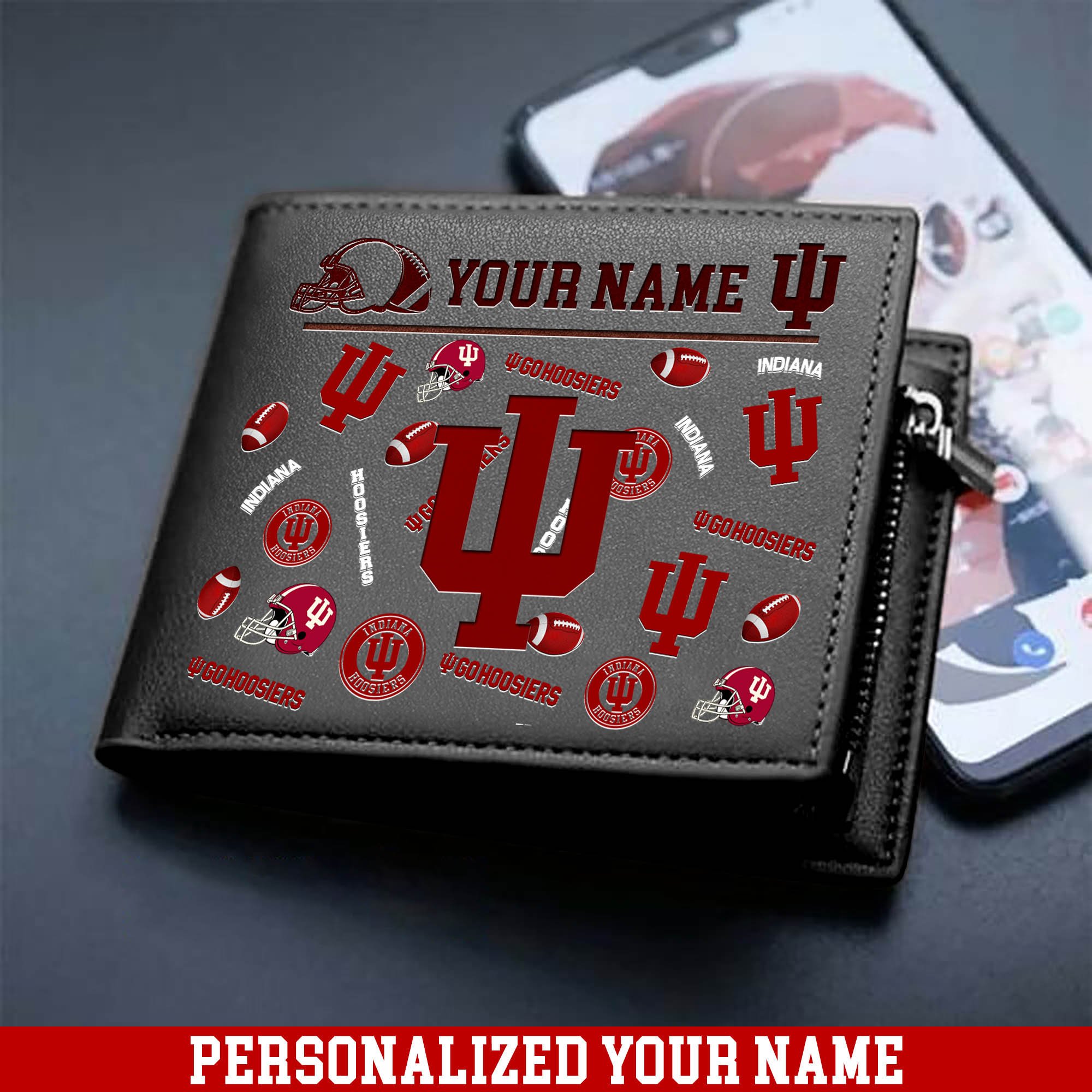 Alternative view of Indiana Hoosiers Men Wallet 2024 Version Personalized Your Name, Sport Team Men Wallet, Gift For Sport Fans ETHY-54900