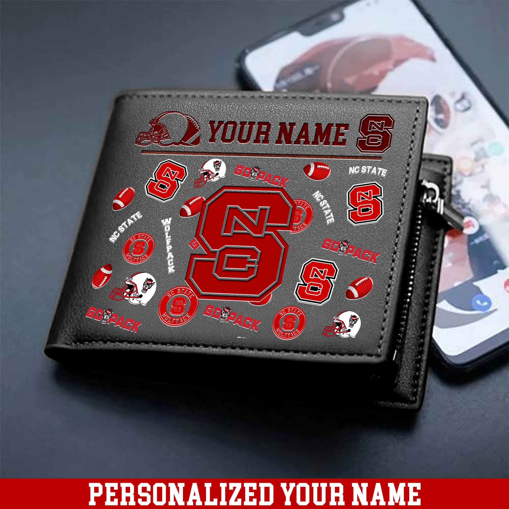 Alternative view of NC State Wolfpack Men Wallet 2024 Version Personalized Your Name, Sport Team Men Wallet, Gift For Sport Fans ETHY-54900