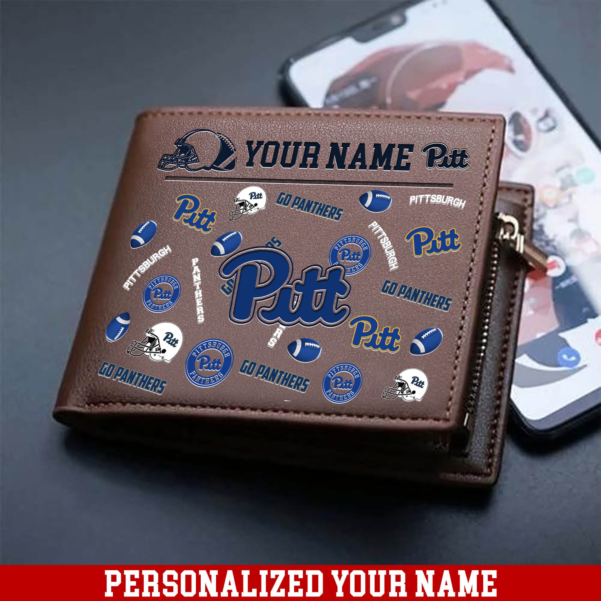 Pittsburgh Panthers Men Wallet 2024 Version Personalized Your Name, Sport Team Men Wallet, Gift For Sport Fans ETHY-54900