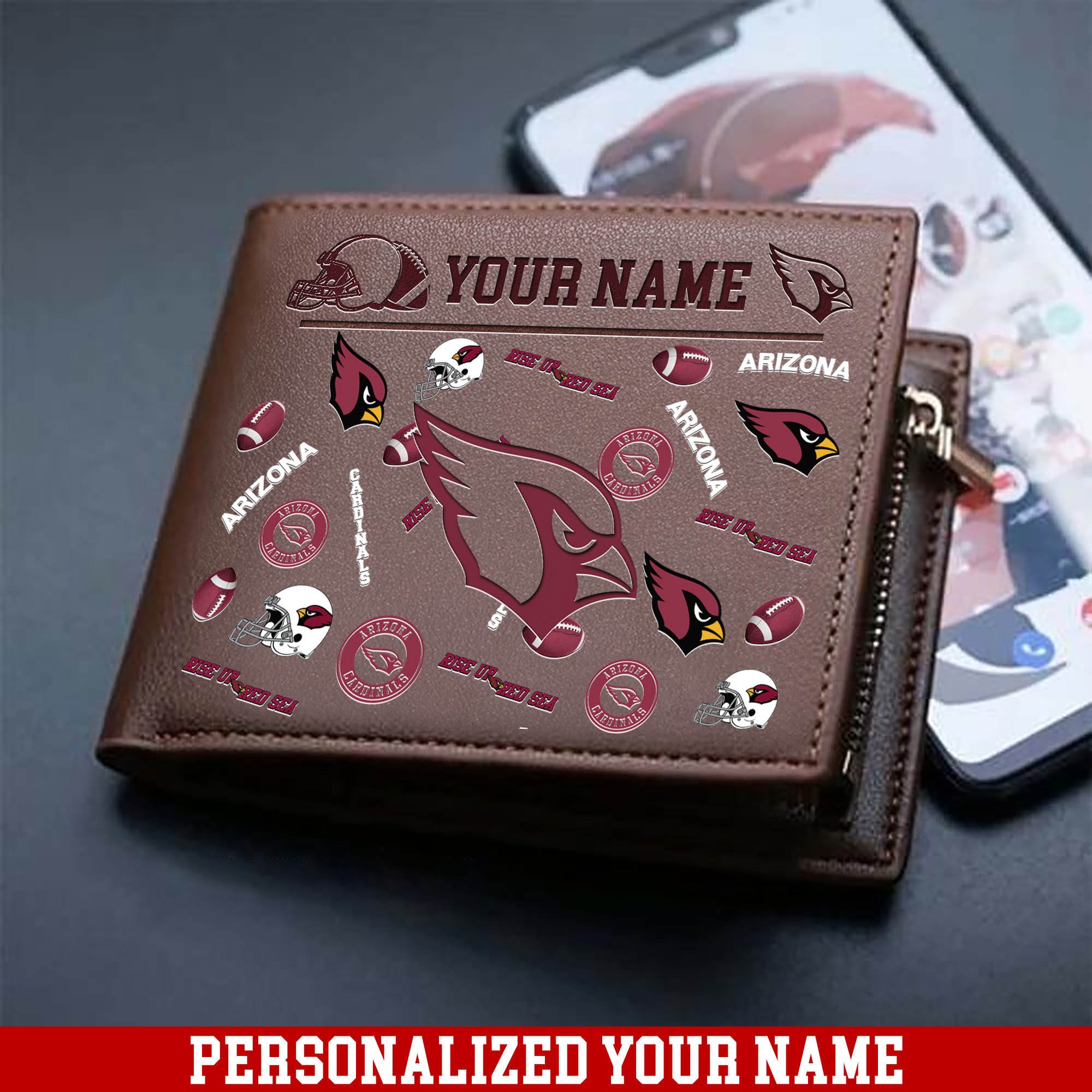 Arizona Cardinals Men Wallet 2024 Version Personalized Your Name, Sport Team Men Wallet, Gift For Sport Fans ETHY-54900