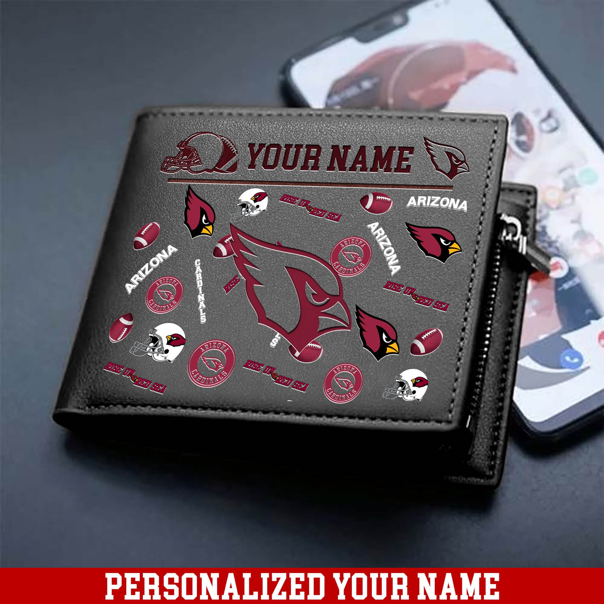 Alternative view of Arizona Cardinals Men Wallet 2024 Version Personalized Your Name, Sport Team Men Wallet, Gift For Sport Fans ETHY-54900