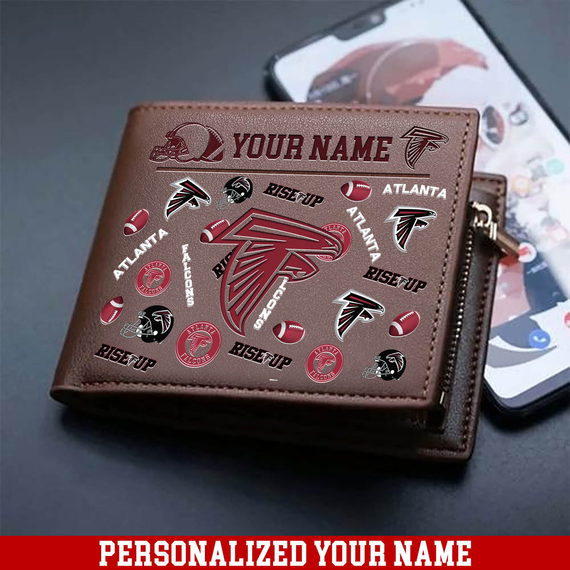 Atlanta Falcons Men Wallet 2024 Version Personalized Your Name, Sport Team Men Wallet, Gift For Sport Fans ETHY-54900