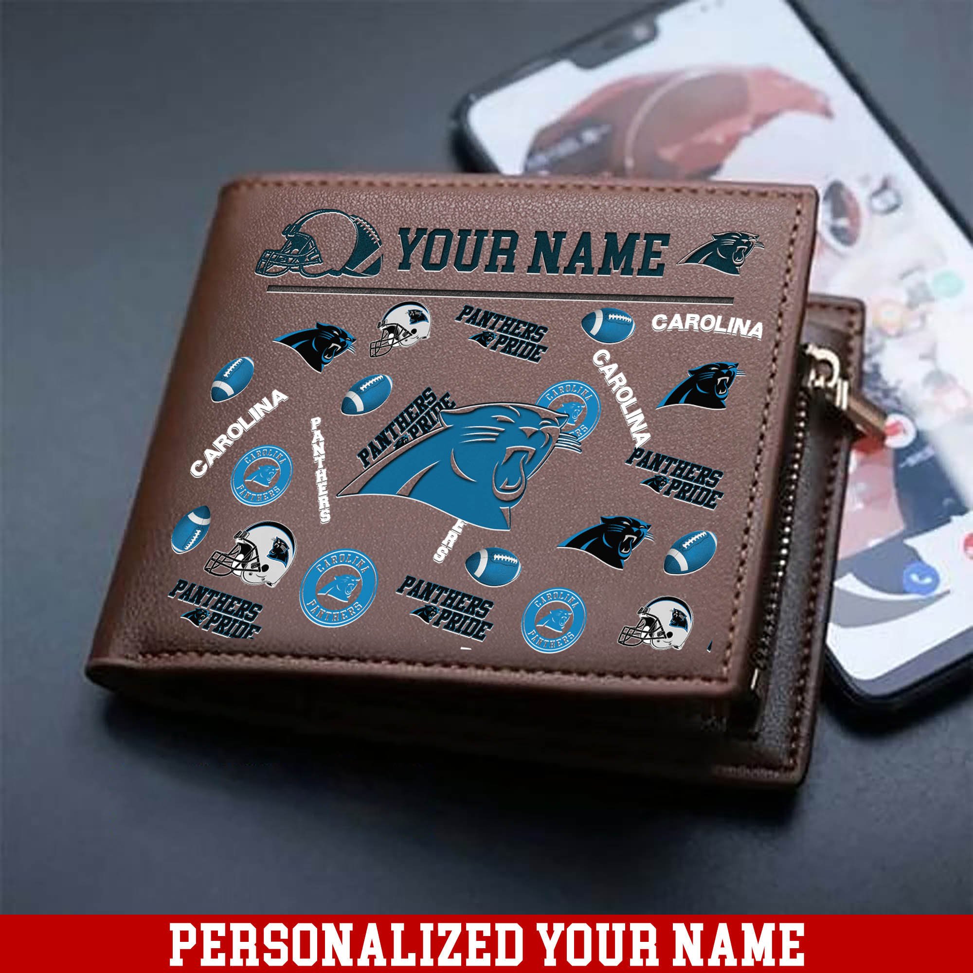 Carolina Panthers Men Wallet 2024 Version Personalized Your Name, Sport Team Men Wallet, Gift For Sport Fans ETHY-54900
