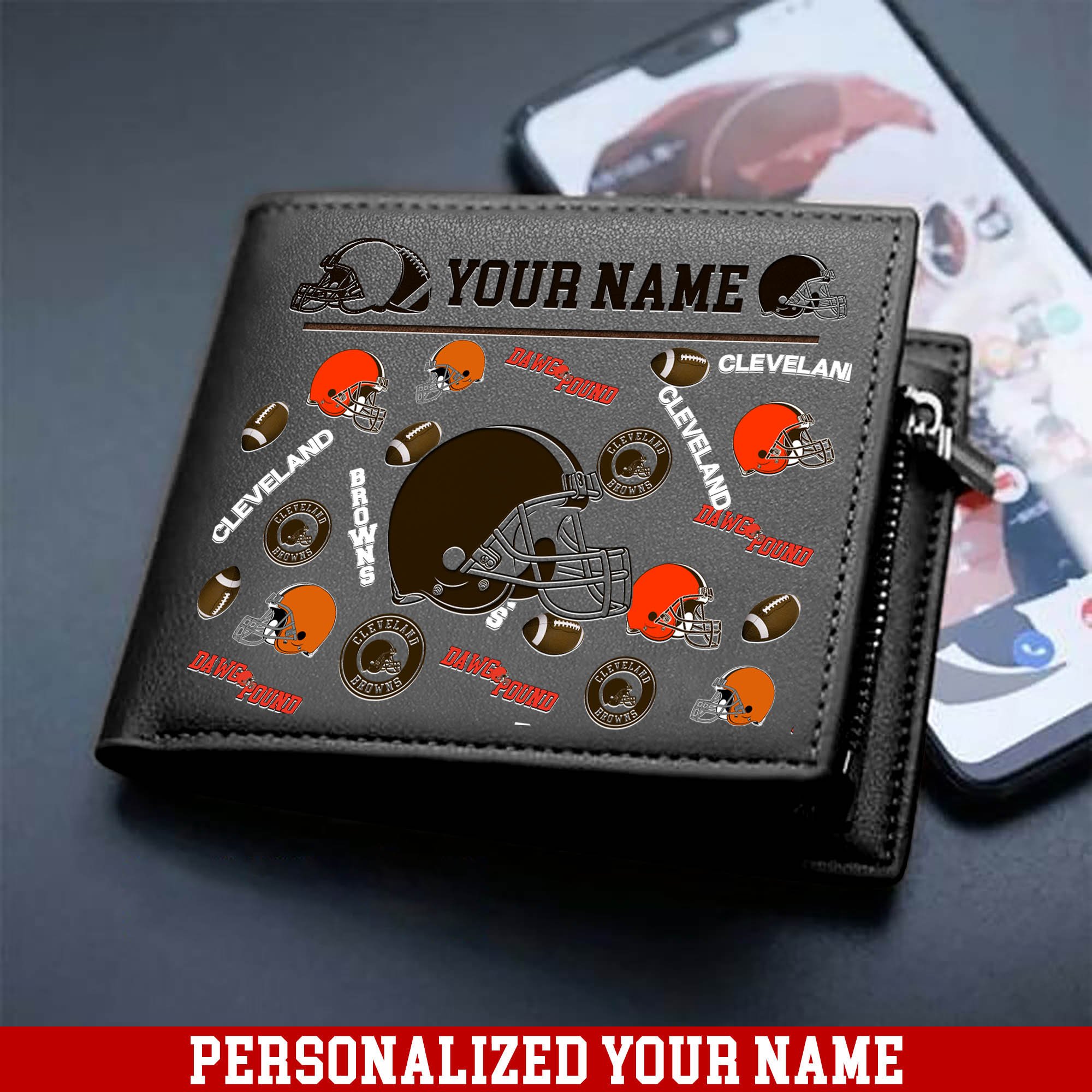 Alternative view of Cleveland Browns Men Wallet 2024 Version Personalized Your Name, Sport Team Men Wallet, Gift For Sport Fans ETHY-54900