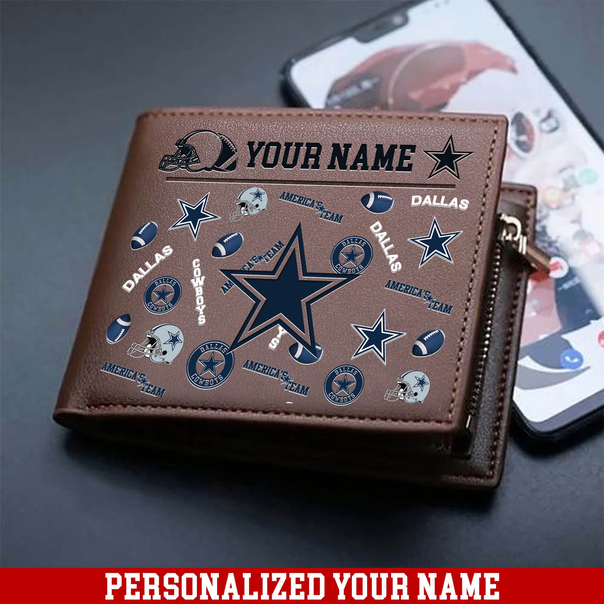 Dallas Cowboys Men Wallet 2024 Version Personalized Your Name, Sport Team Men Wallet, Gift For Sport Fans ETHY-54900