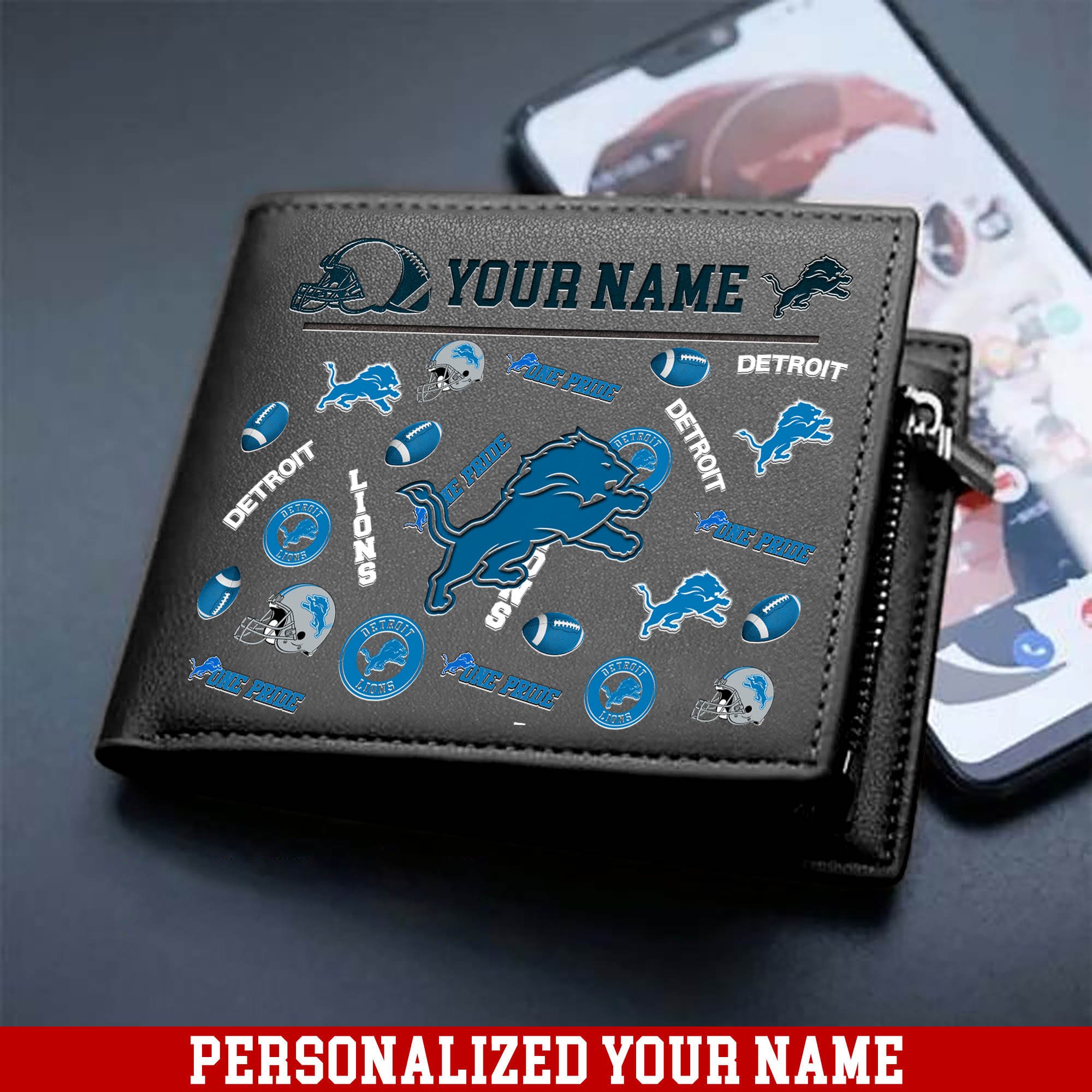Alternative view of Detroit Lions Men Wallet 2024 Version Personalized Your Name, Sport Team Men Wallet, Gift For Sport Fans ETHY-54900