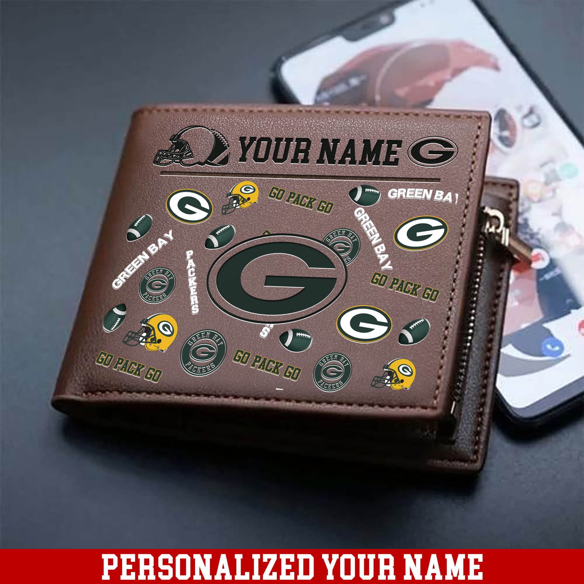 Green Bay Packers Men Wallet 2024 Version Personalized Your Name, Sport Team Men Wallet, Gift For Sport Fans ETHY-54900