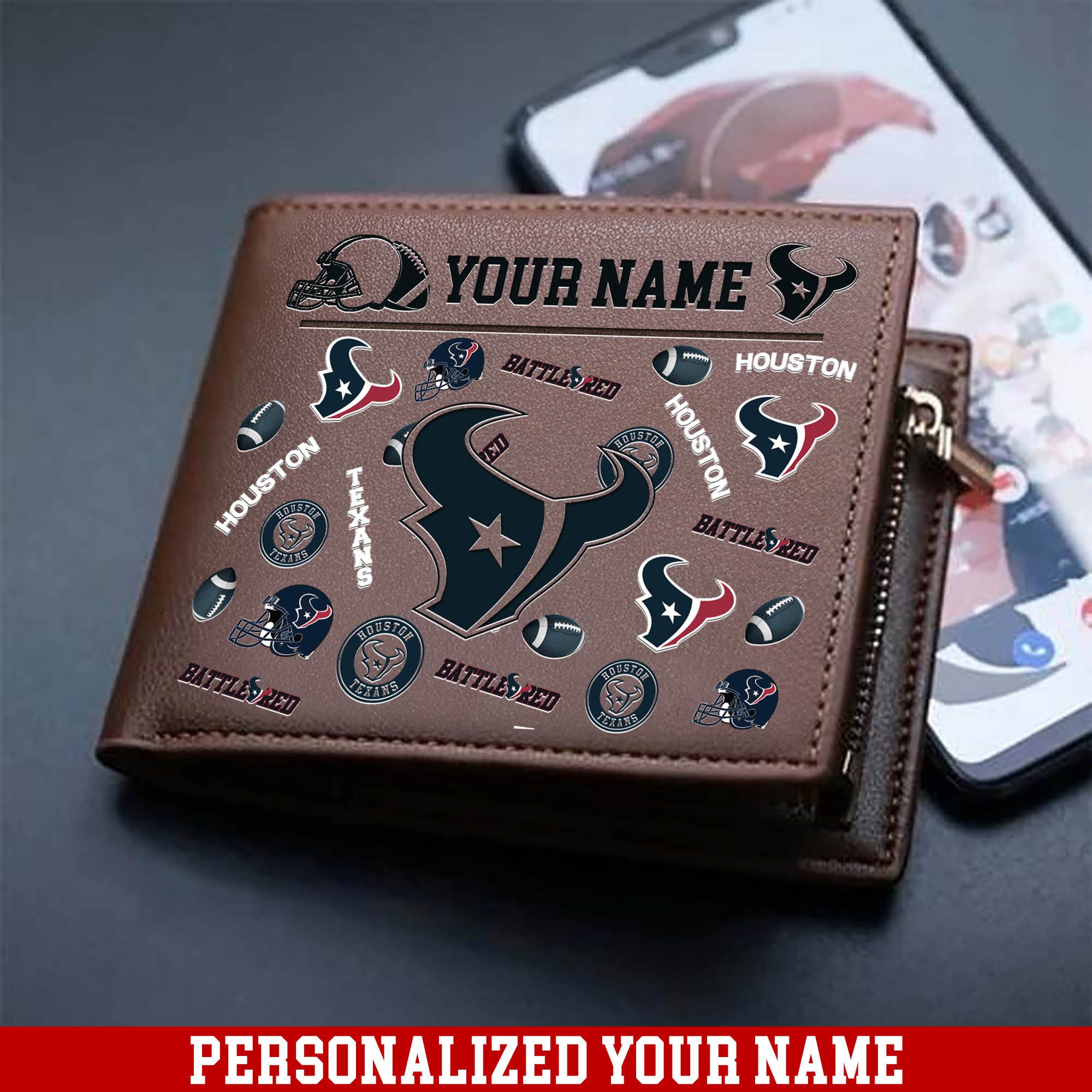 Houston Texans Men Wallet 2024 Version Personalized Your Name, Sport Team Men Wallet, Gift For Sport Fans ETHY-54900