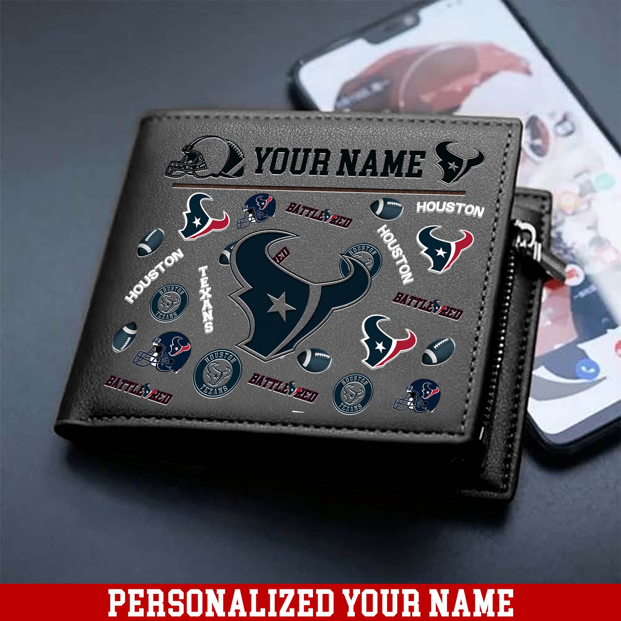 Alternative view of Houston Texans Men Wallet 2024 Version Personalized Your Name, Sport Team Men Wallet, Gift For Sport Fans ETHY-54900