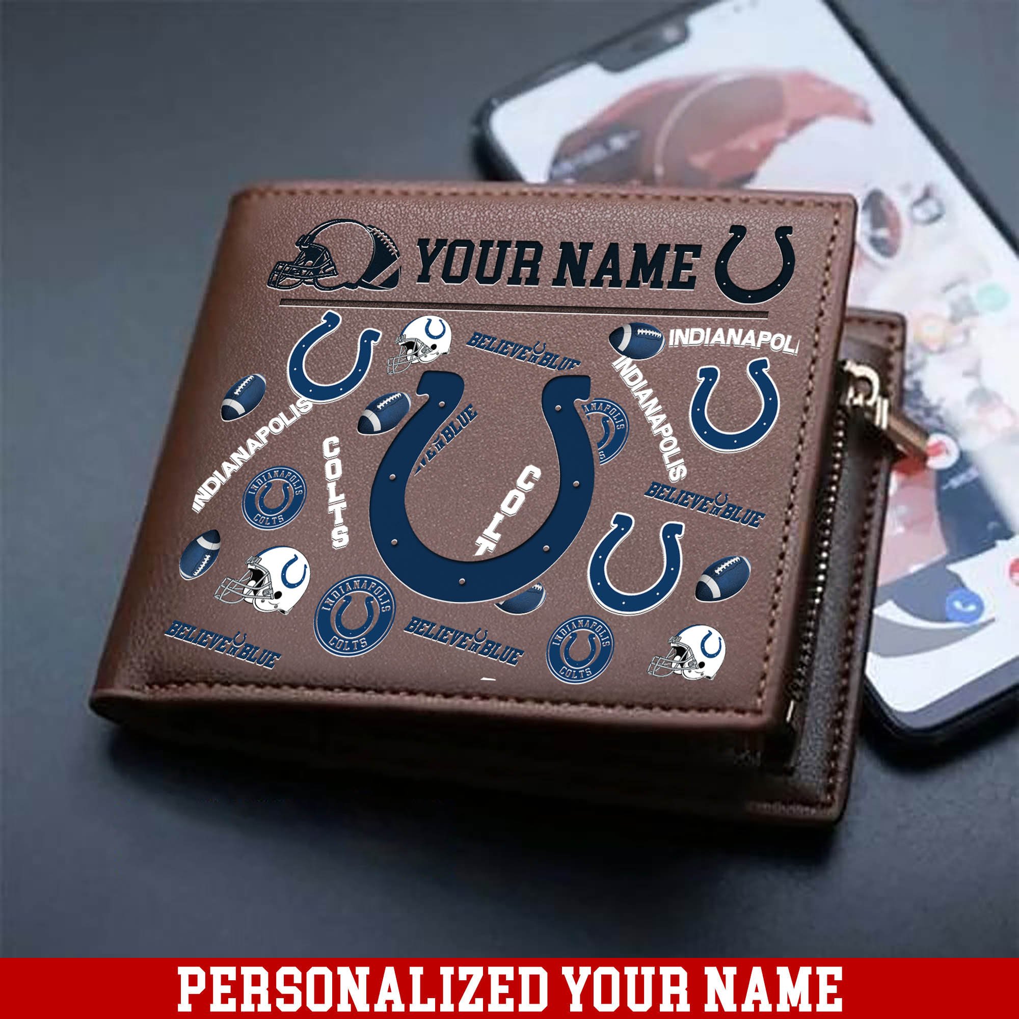 Indianapolis Colts Men Wallet 2024 Version Personalized Your Name, Sport Team Men Wallet, Gift For Sport Fans ETHY-54900