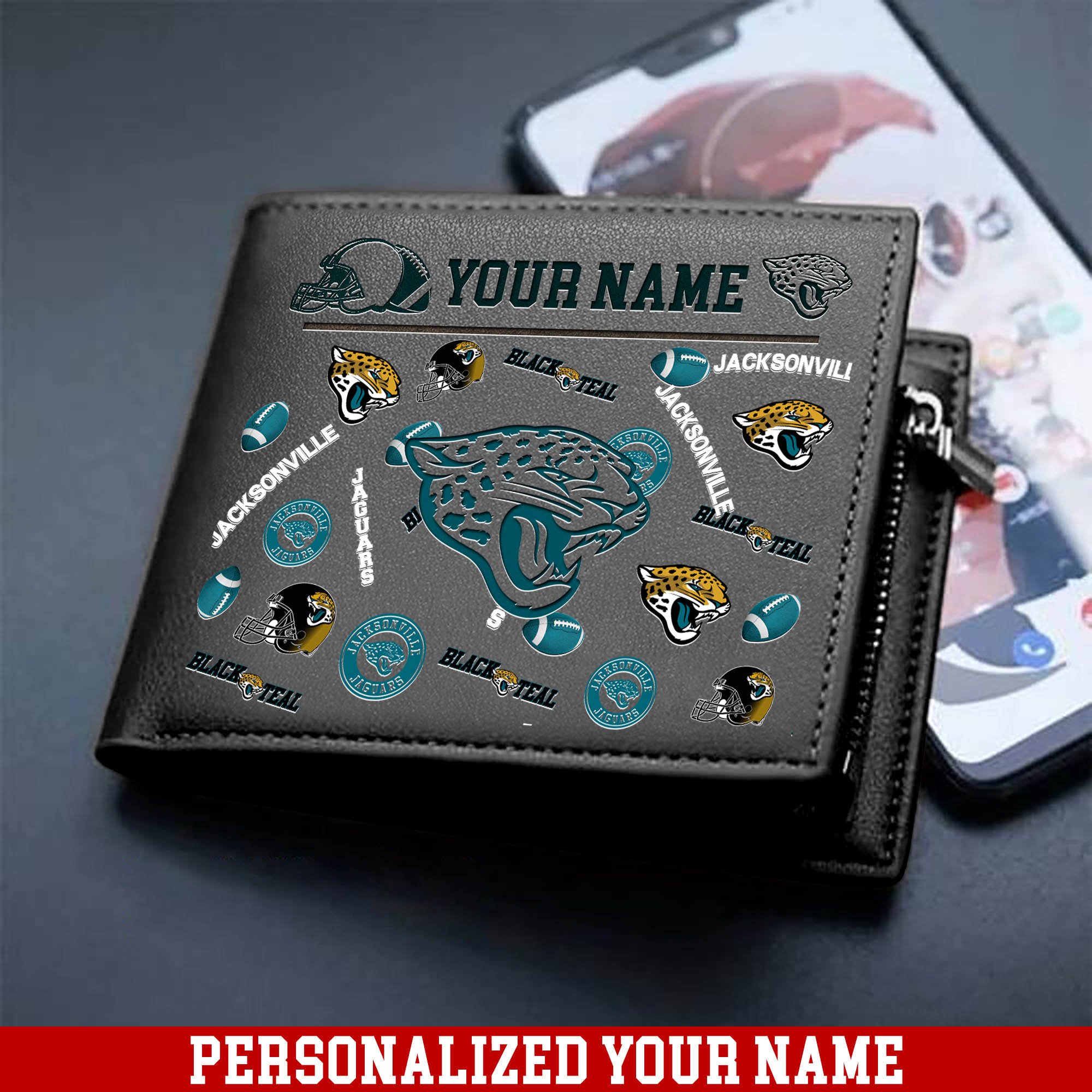 Alternative view of Jacksonville Jaguars Men Wallet 2024 Version Personalized Your Name, Sport Team Men Wallet, Gift For Sport Fans ETHY-54900