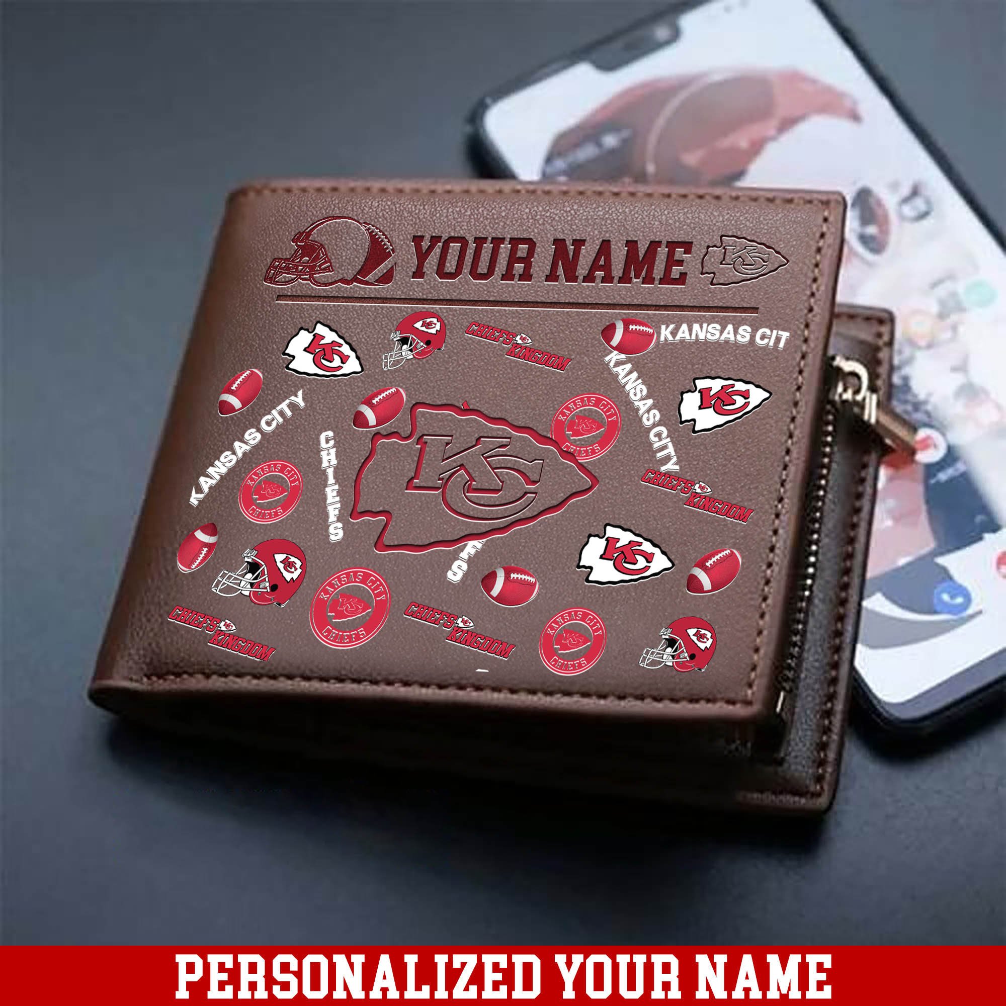 Kansas City Chiefs Men Wallet 2024 Version Personalized Your Name, Sport Team Men Wallet, Gift For Sport Fans ETHY-54900