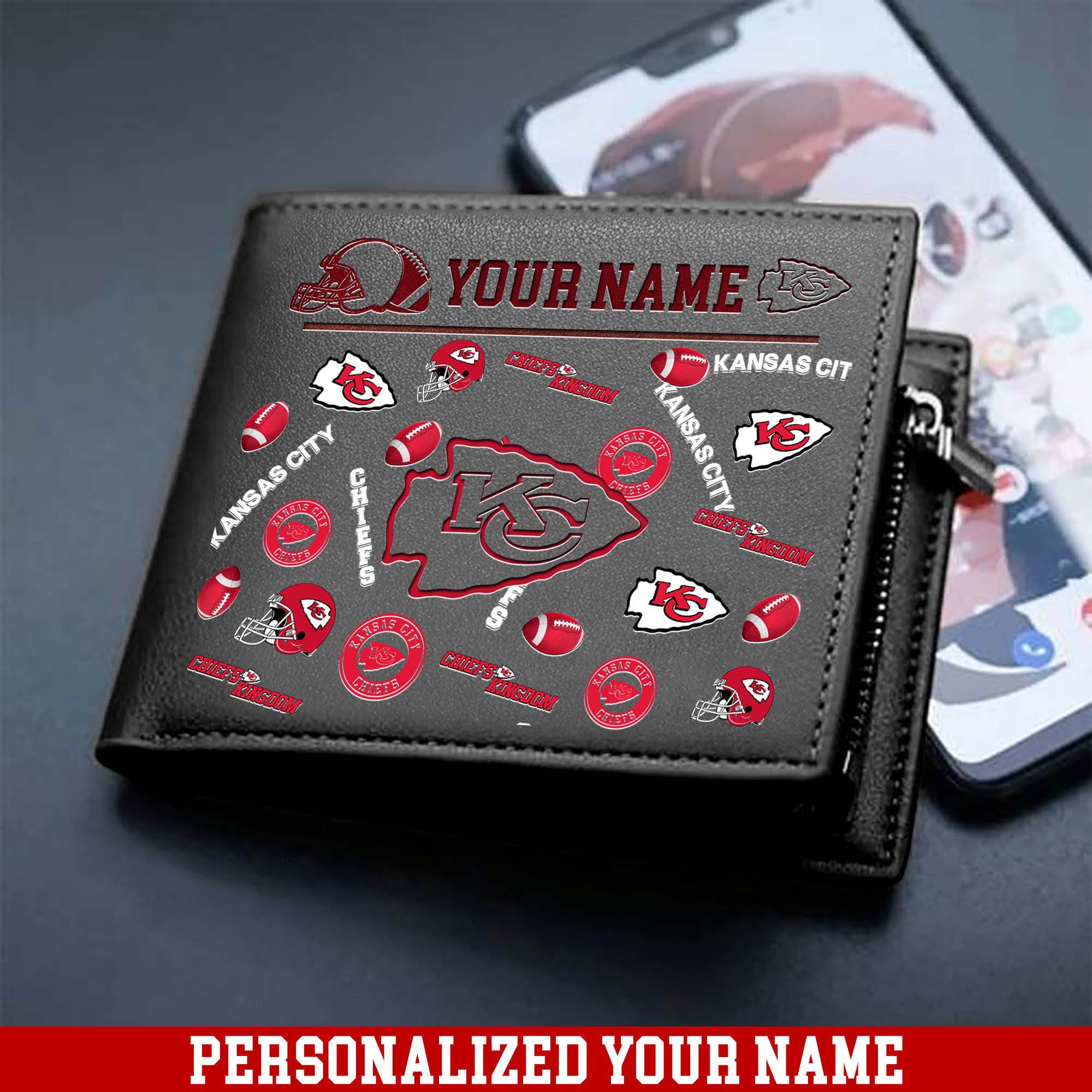 Alternative view of Kansas City Chiefs Men Wallet 2024 Version Personalized Your Name, Sport Team Men Wallet, Gift For Sport Fans ETHY-54900