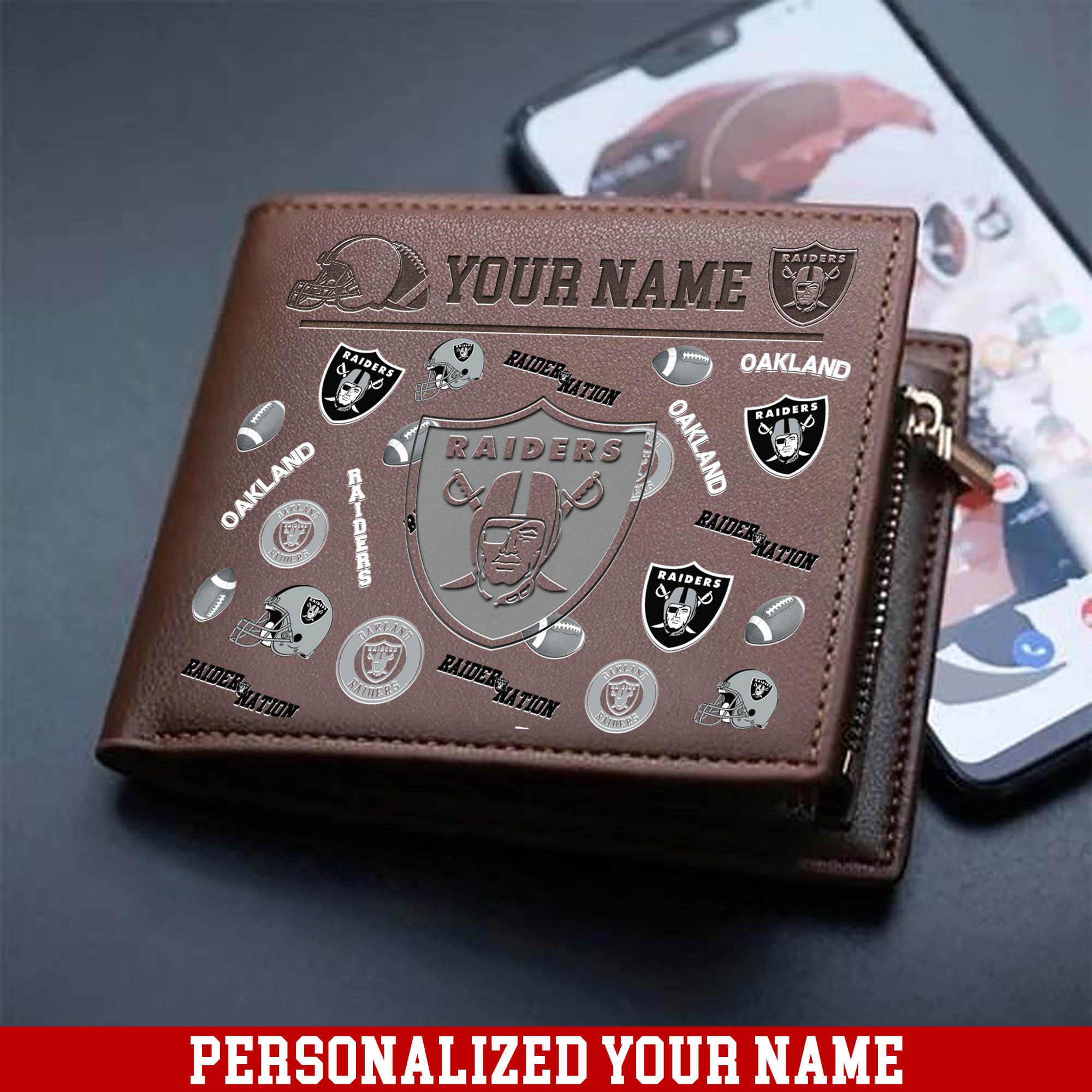 Las Vegas Raiders Men Wallet 2024 Version Personalized Your Name, Sport Team Men Wallet, Gift For Sport Fans ETHY-54900