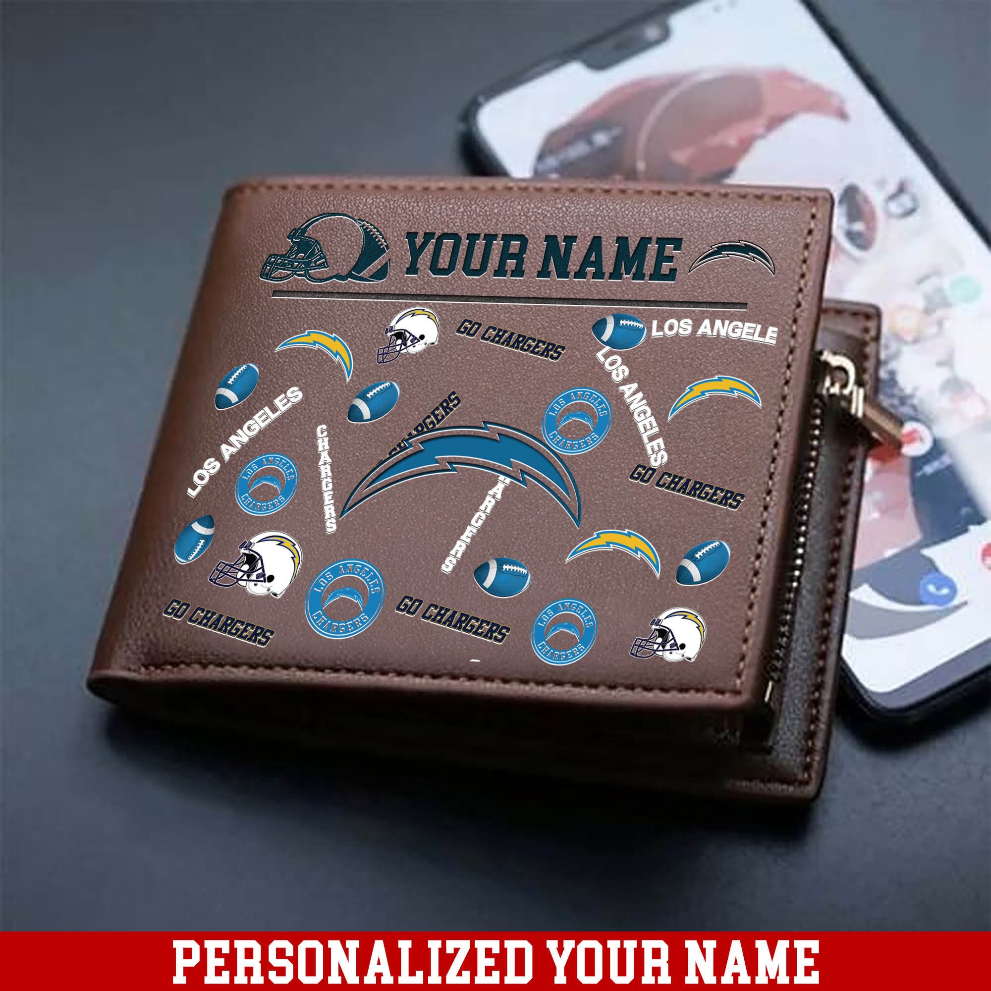 Los Angeles Chargers Men Wallet 2024 Version Personalized Your Name, Sport Team Men Wallet, Gift For Sport Fans ETHY-54900