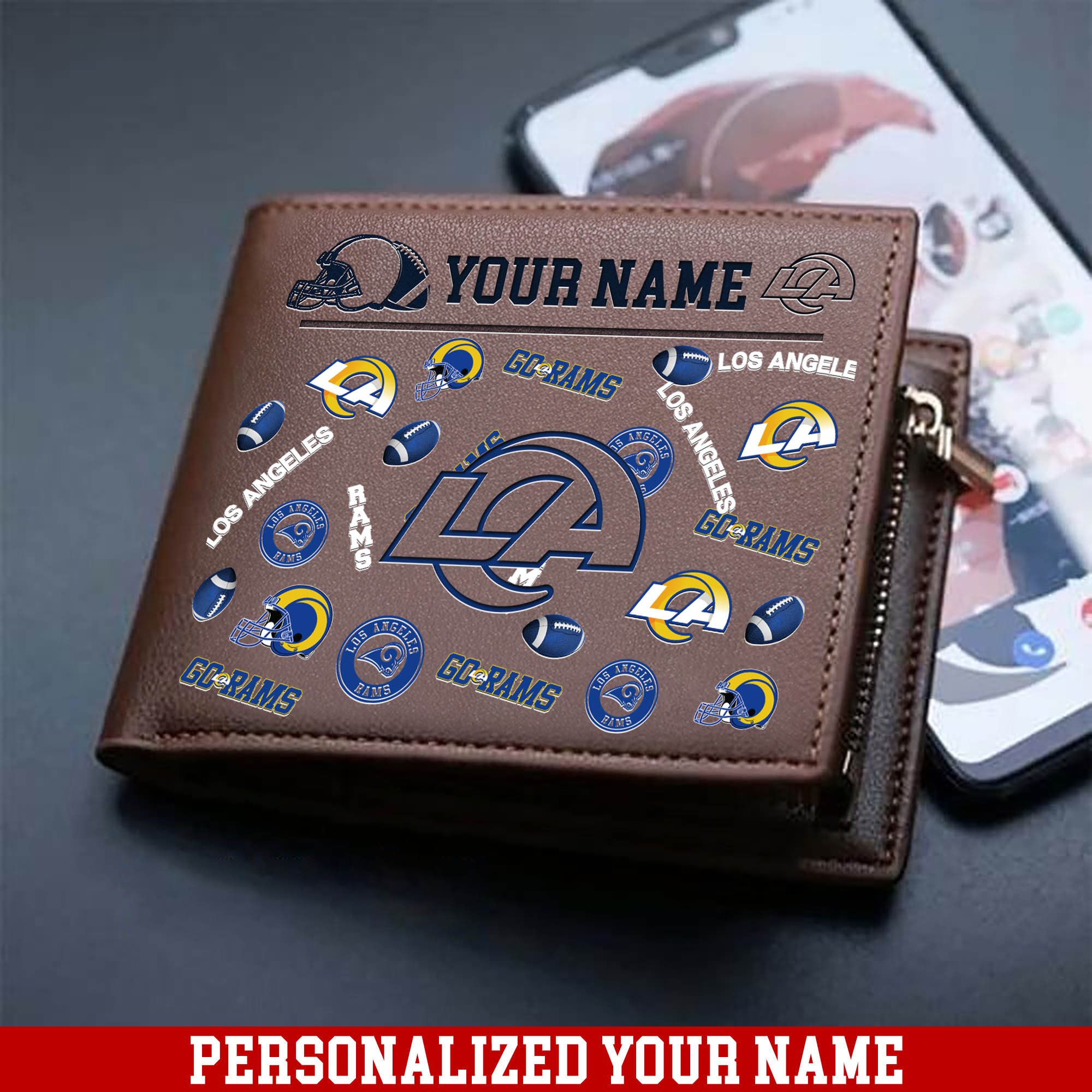 Los Angeles Rams Men Wallet 2024 Version Personalized Your Name, Sport Team Men Wallet, Gift For Sport Fans ETHY-54900
