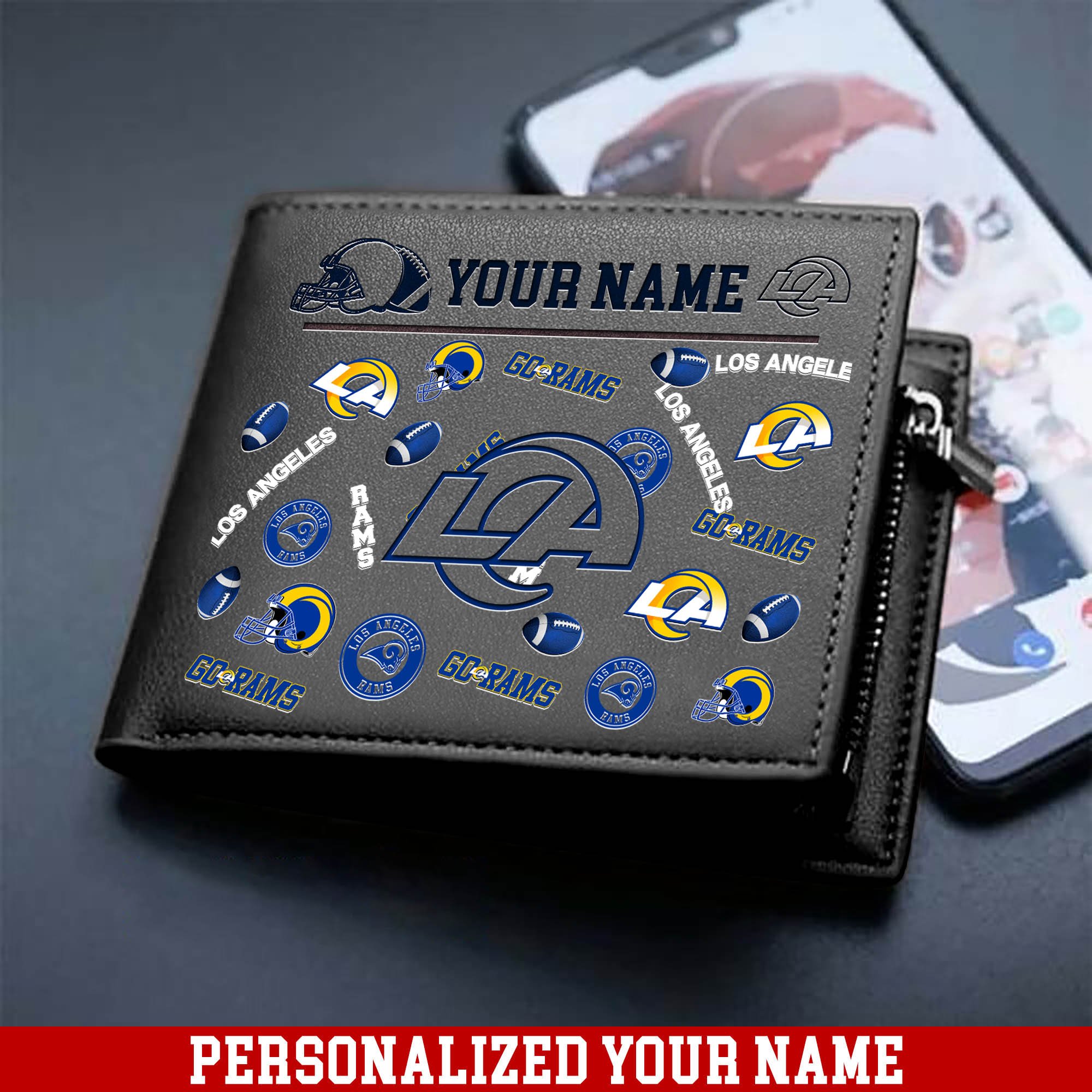 Alternative view of Los Angeles Rams Men Wallet 2024 Version Personalized Your Name, Sport Team Men Wallet, Gift For Sport Fans ETHY-54900