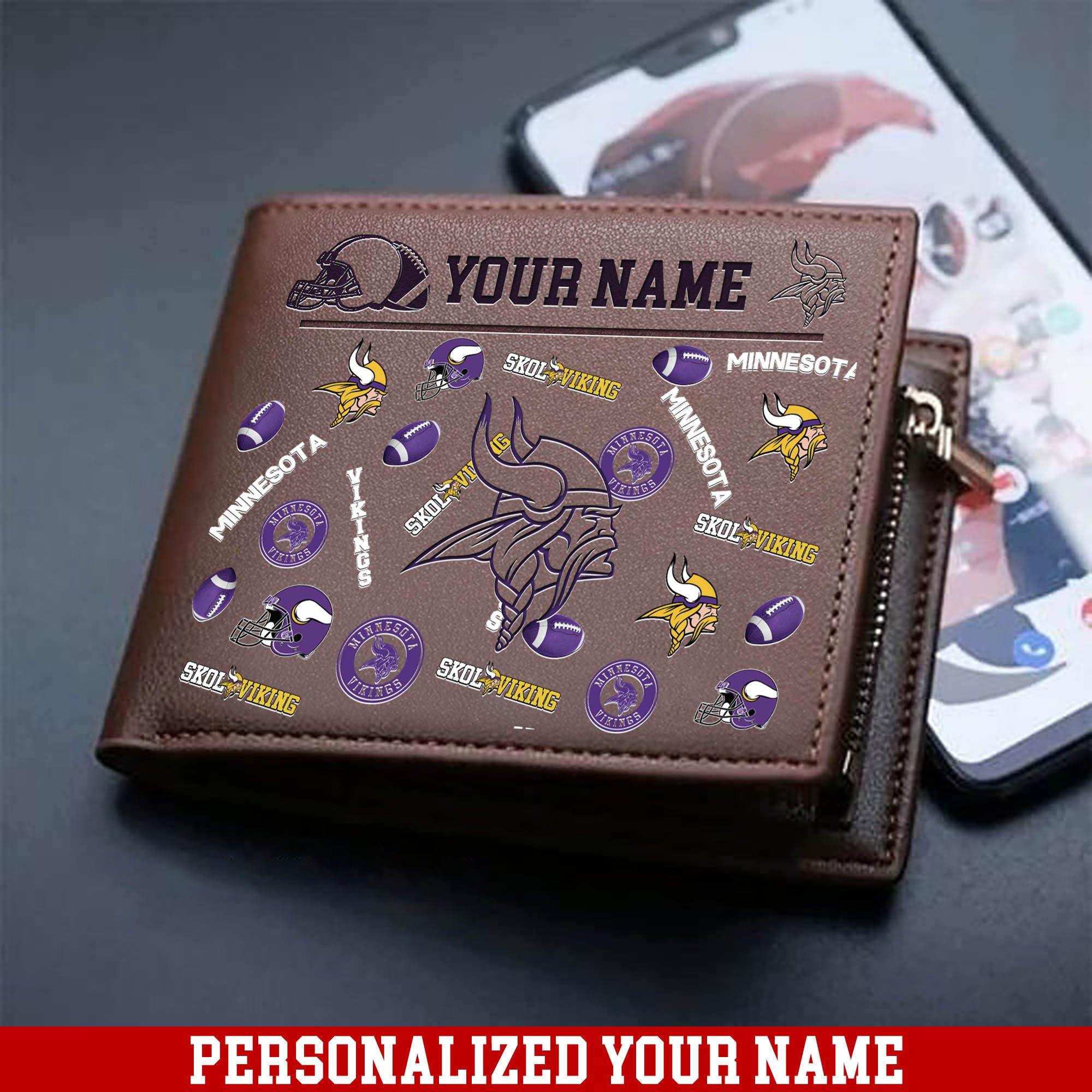 Minnesota Vikings Men Wallet 2024 Version Personalized Your Name, Sport Team Men Wallet, Gift For Sport Fans ETHY-54900