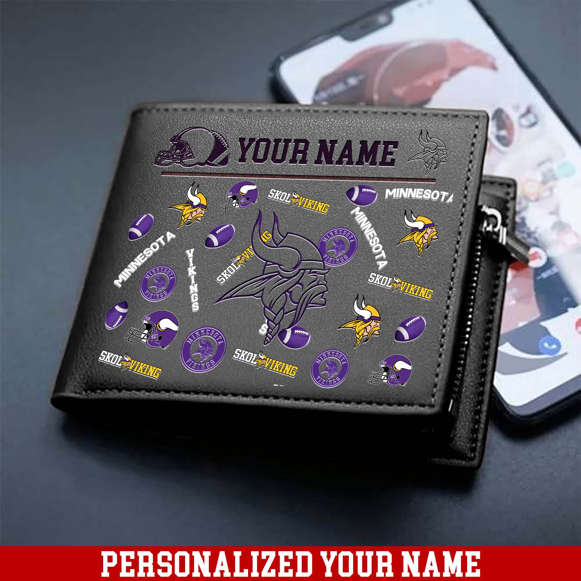 Alternative view of Minnesota Vikings Men Wallet 2024 Version Personalized Your Name, Sport Team Men Wallet, Gift For Sport Fans ETHY-54900