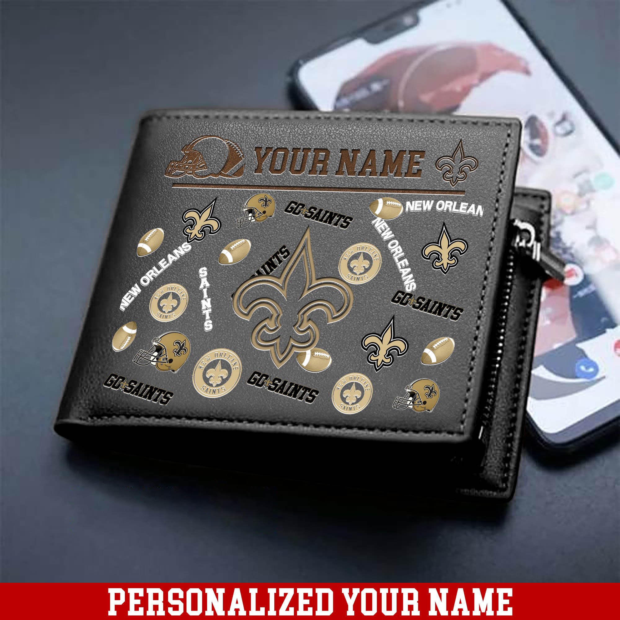 Alternative view of New Orleans Saints Men Wallet 2024 Version Personalized Your Name, Sport Team Men Wallet, Gift For Sport Fans ETHY-54900