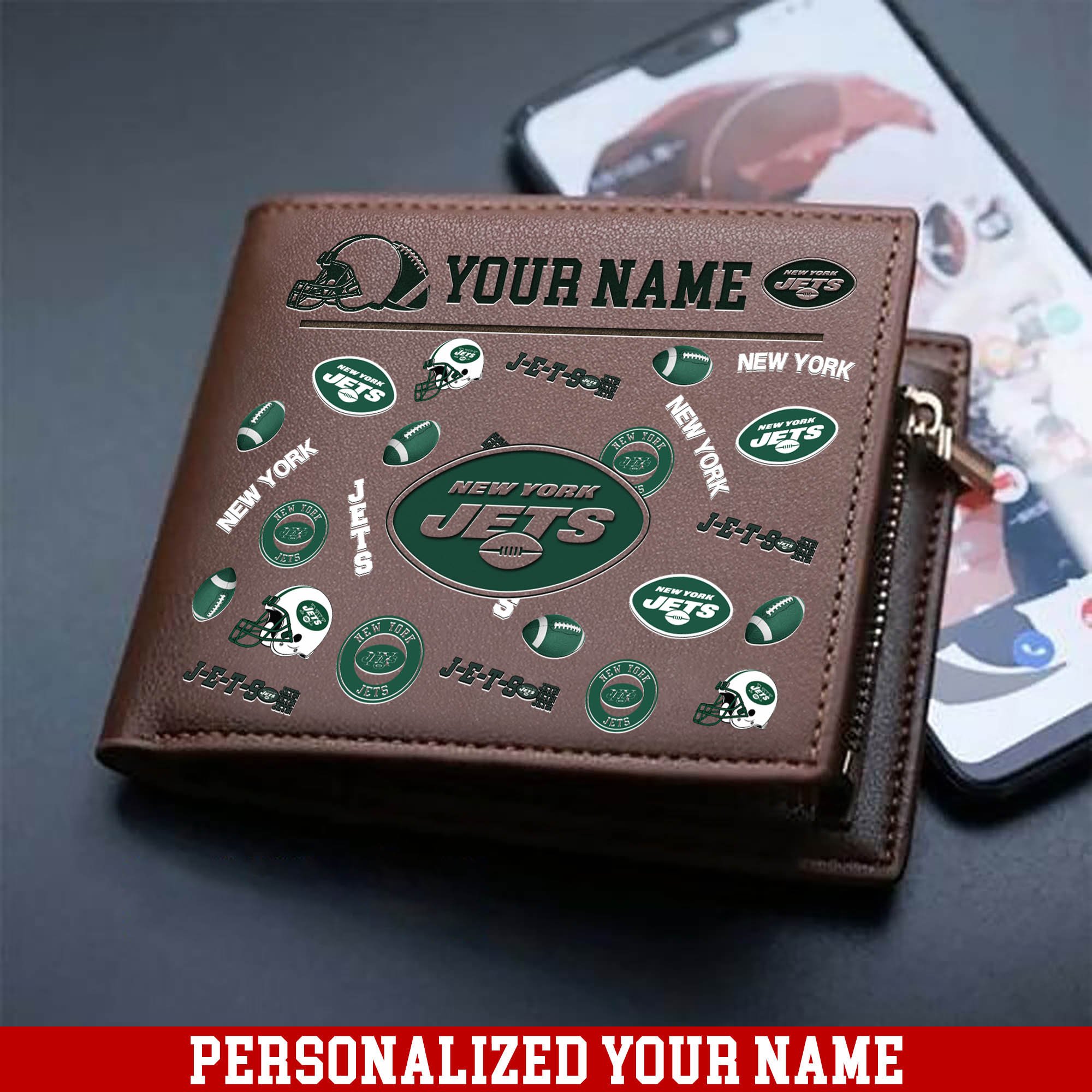 New York Jets Men Wallet 2024 Version Personalized Your Name, Sport Team Men Wallet, Gift For Sport Fans ETHY-54900