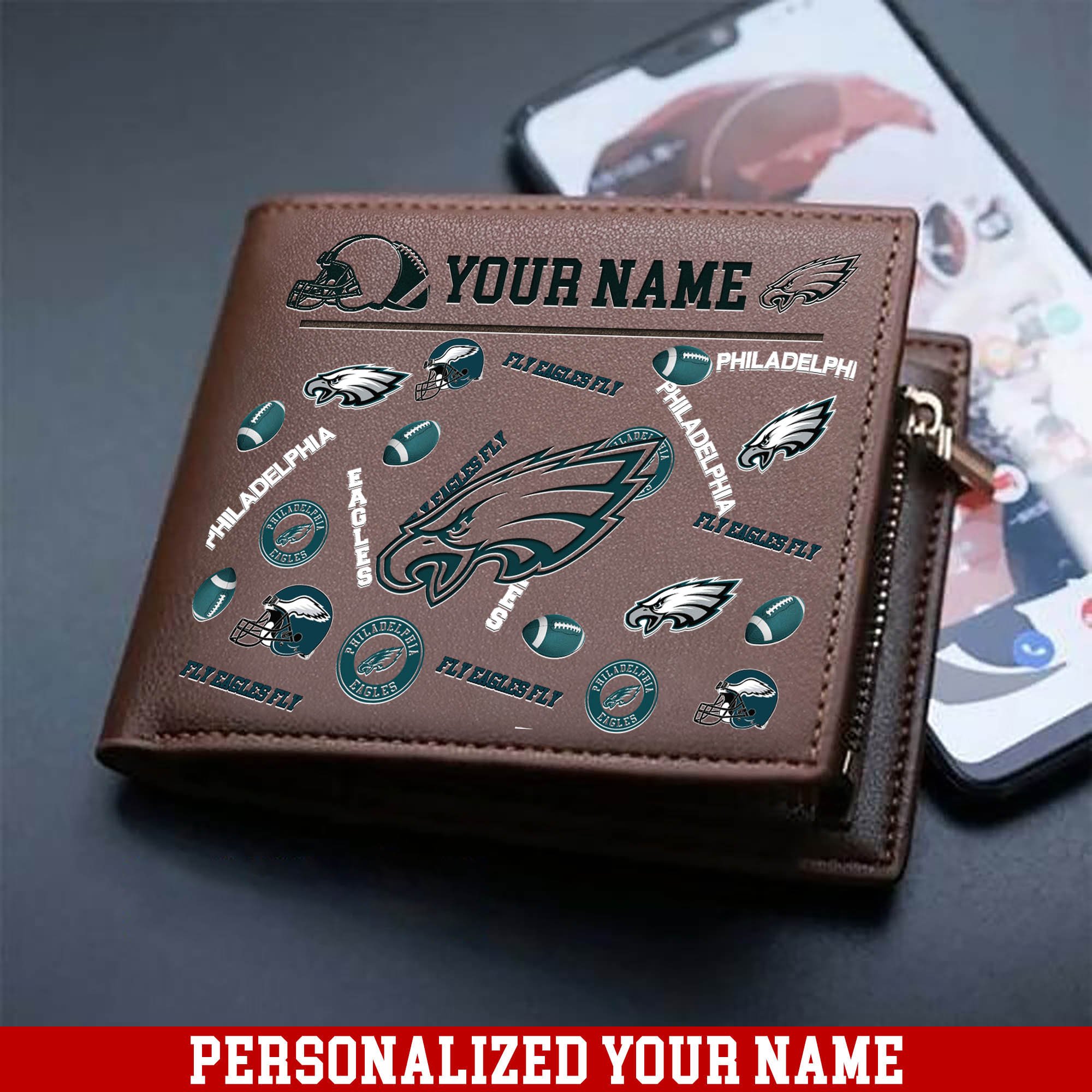 Philadelphia Eagles Men Wallet 2024 Version Personalized Your Name, Sport Team Men Wallet, Gift For Sport Fans ETHY-54900