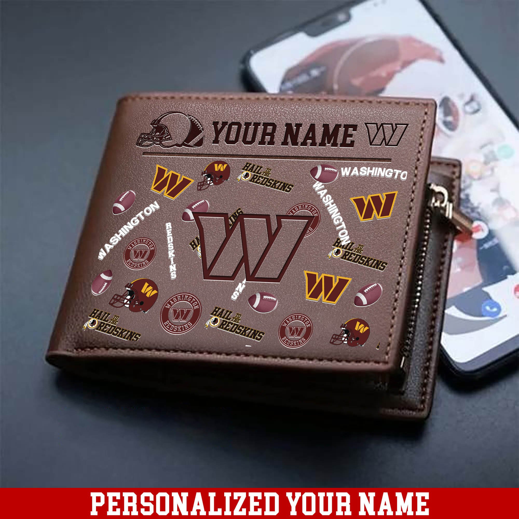 Washington Commanders Men Wallet 2024 Version Personalized Your Name, Sport Team Men Wallet, Gift For Sport Fans ETHY-54900