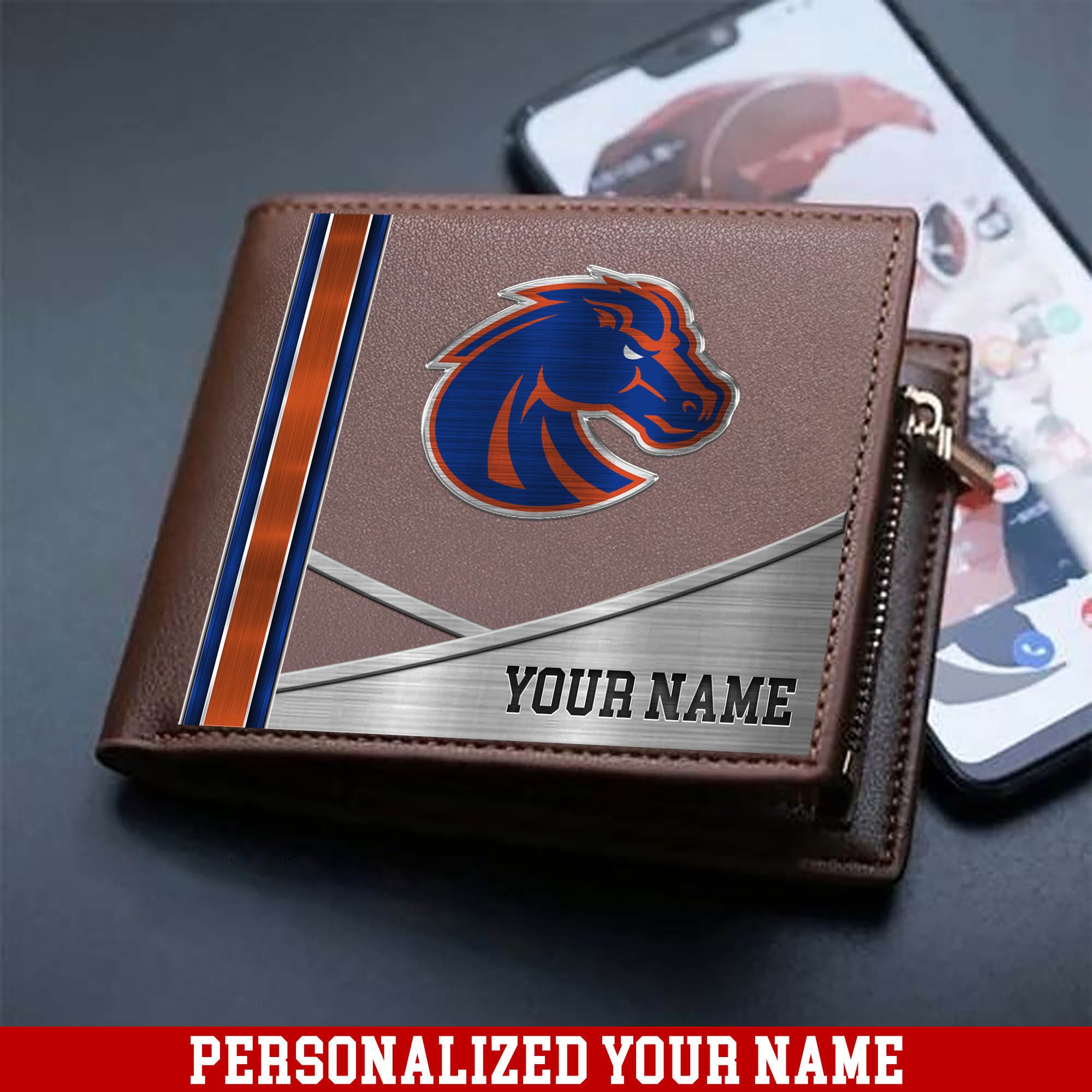 Boise State Broncos Sport Team Men Wallet 2024 Version Customized Your Name, Men Wallet For Sport Lovers, Fan Gifts ETHY-54902