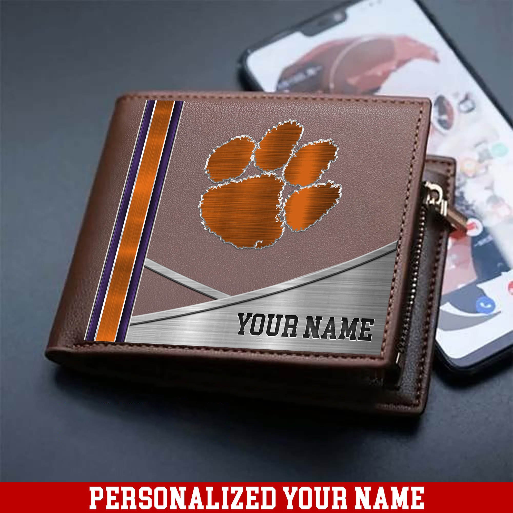 Clemson Tigers Sport Team Men Wallet 2024 Version Customized Your Name, Men Wallet For Sport Lovers, Fan Gifts ETHY-54902