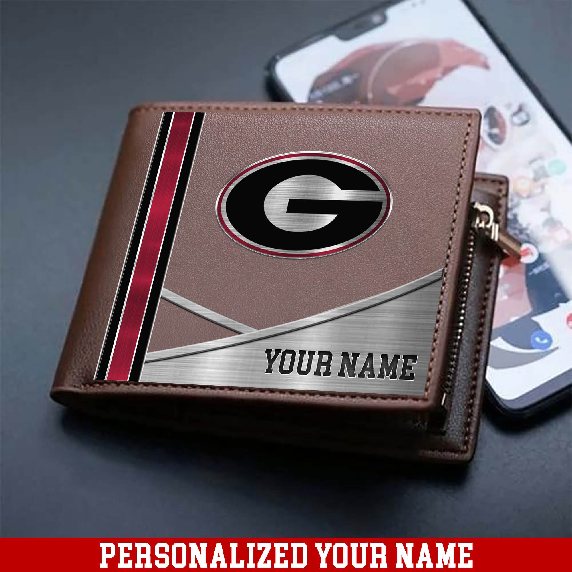 Georgia Bulldogs Sport Team Men Wallet 2024 Version Customized Your Name, Men Wallet For Sport Lovers, Fan Gifts ETHY-54902