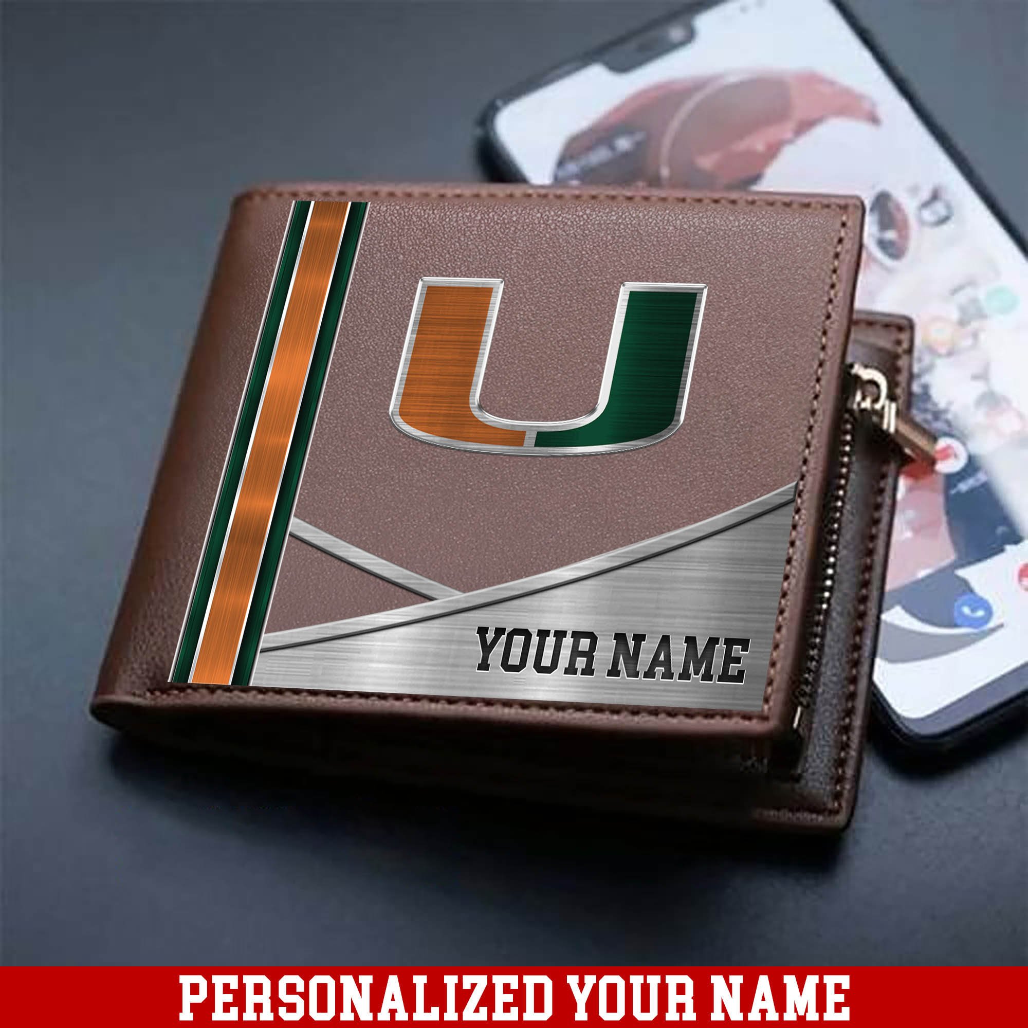 Miami Hurricanes Sport Team Men Wallet 2024 Version Customized Your Name, Men Wallet For Sport Lovers, Fan Gifts ETHY-54902
