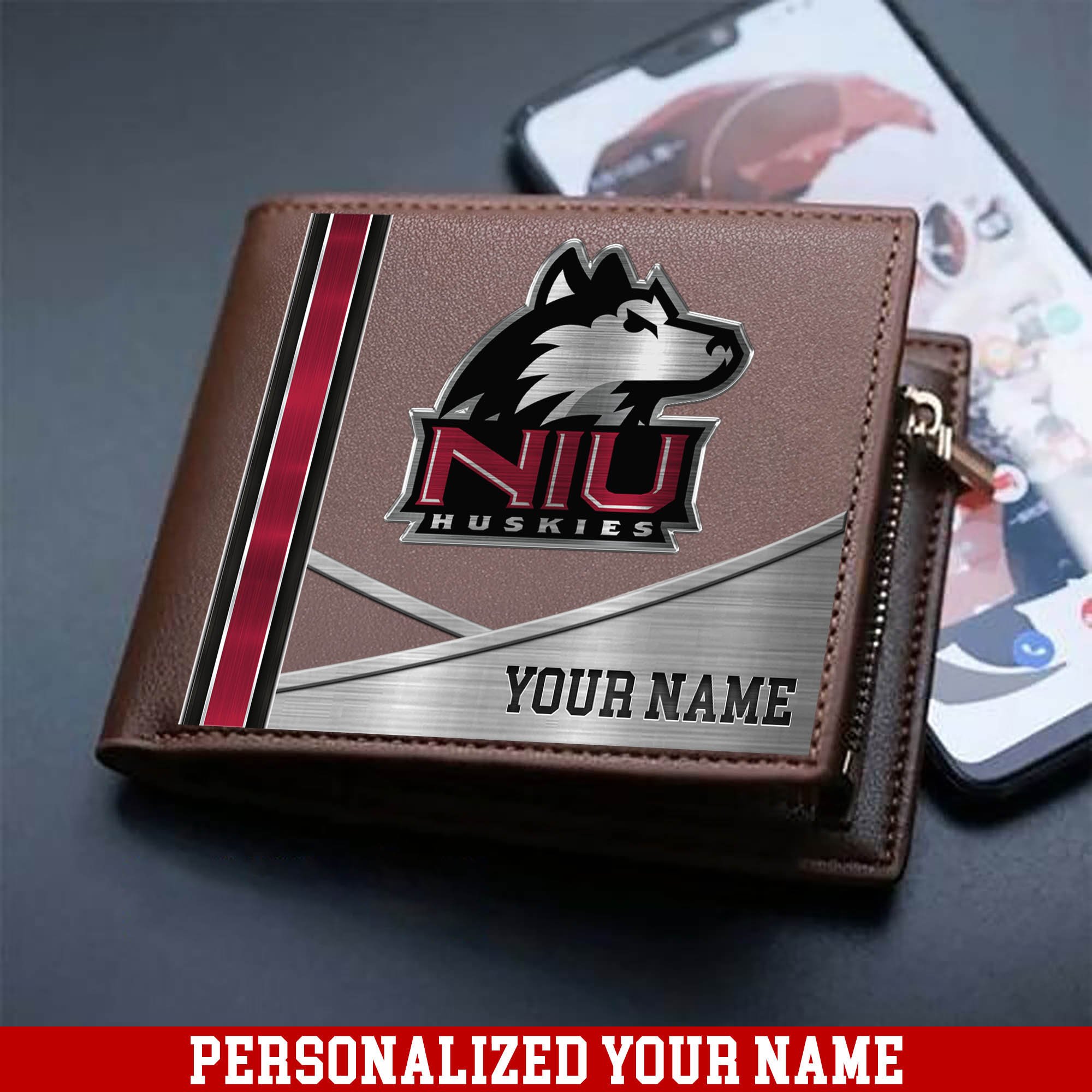 Northern Illinois Huskies Sport Team Men Wallet 2024 Version Customized Your Name, Men Wallet For Sport Lovers, Fan Gifts ETHY-54902