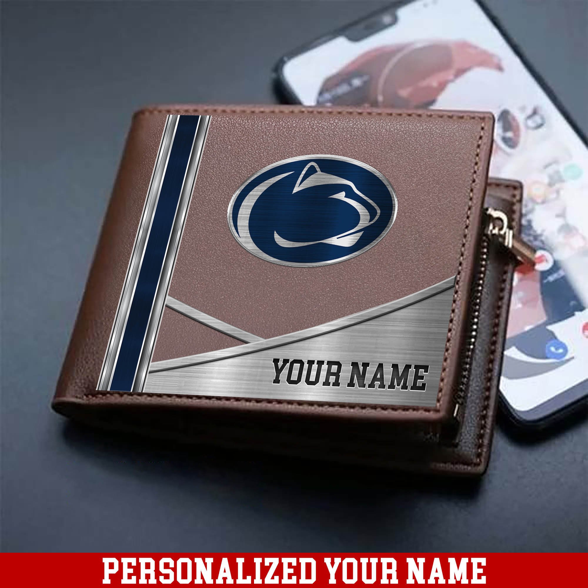 Penn State Nittany Lions Sport Team Men Wallet 2024 Version Customized Your Name, Men Wallet For Sport Lovers, Fan Gifts ETHY-54902