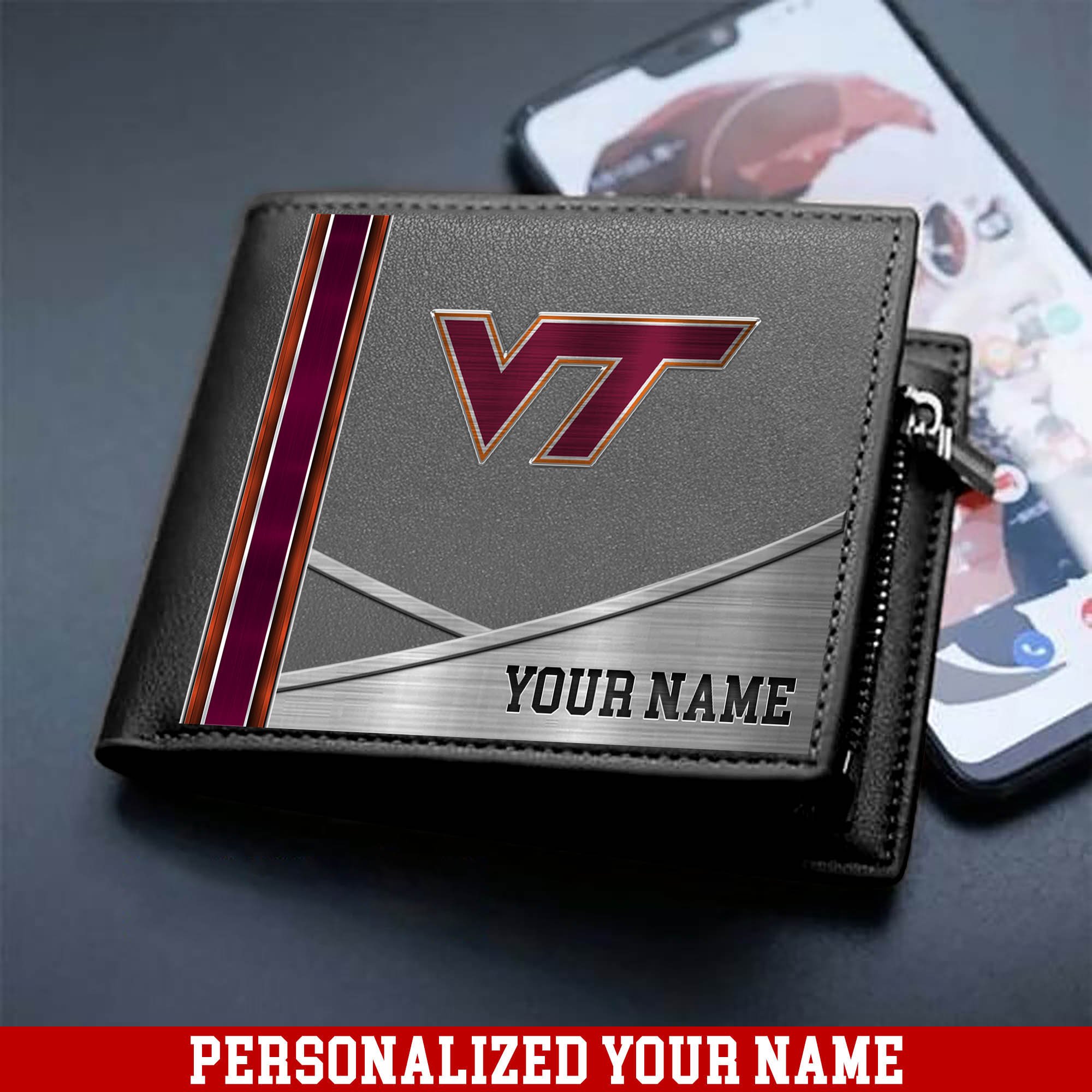 Alternative view of Virginia Tech Hokies Sport Team Men Wallet 2024 Version Customized Your Name, Men Wallet For Sport Lovers, Fan Gifts ETHY-54902