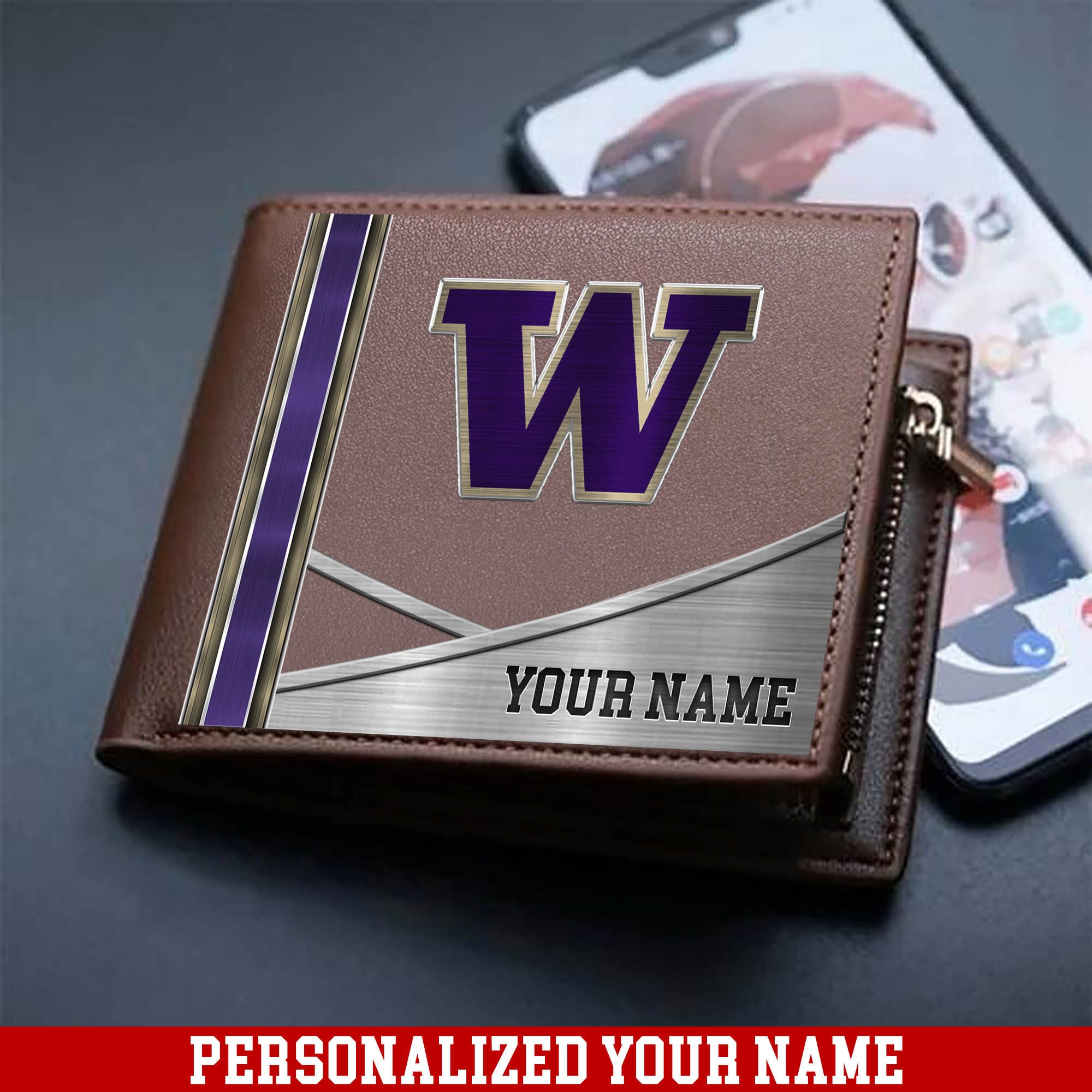 Washington Huskies Sport Team Men Wallet 2024 Version Customized Your Name, Men Wallet For Sport Lovers, Fan Gifts ETHY-54902