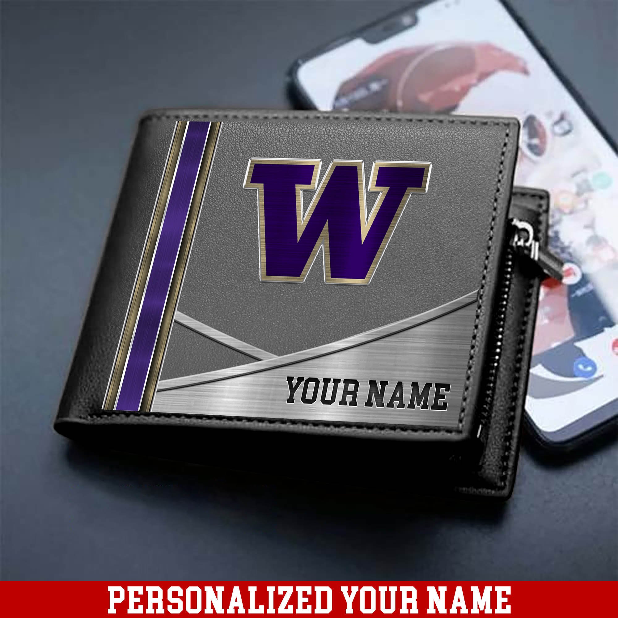 Alternative view of Washington Huskies Sport Team Men Wallet 2024 Version Customized Your Name, Men Wallet For Sport Lovers, Fan Gifts ETHY-54902