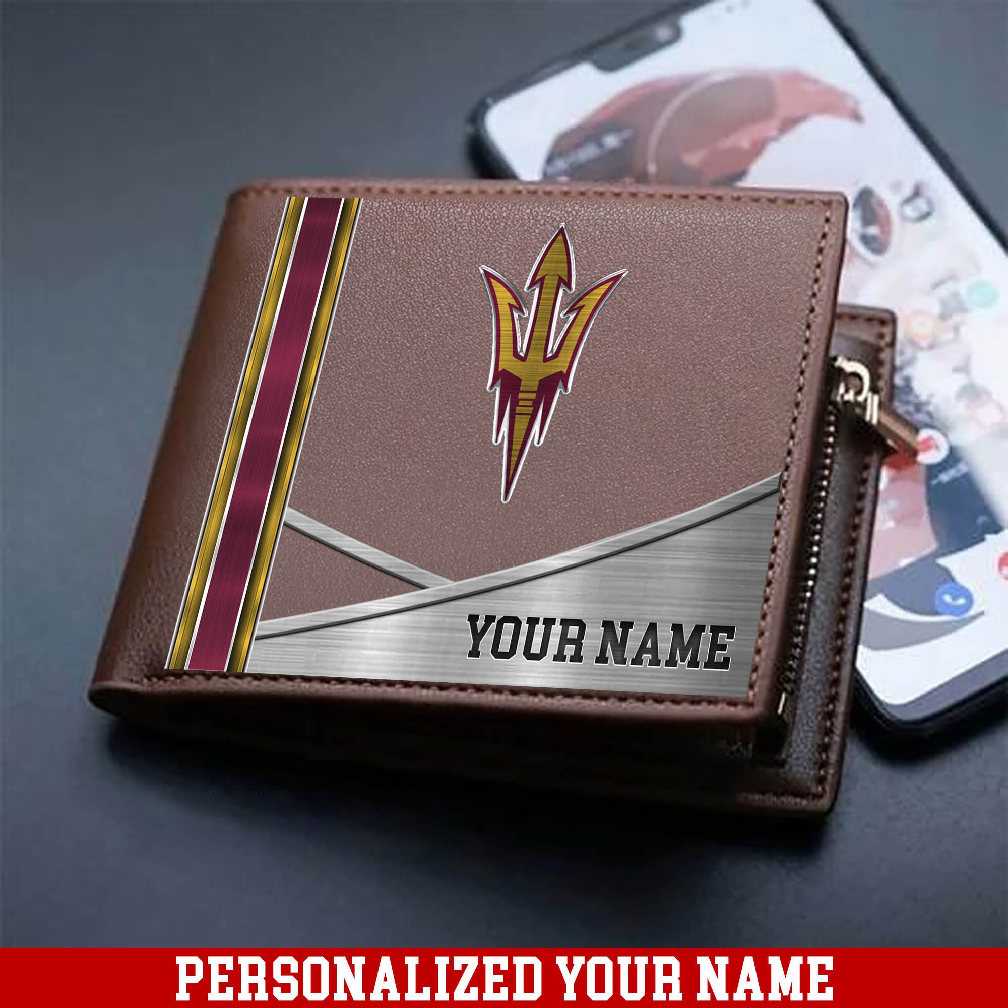 Arizona State Sun Devils Sport Team Men Wallet 2024 Version Customized Your Name, Men Wallet For Sport Lovers, Fan Gifts ETHY-54902