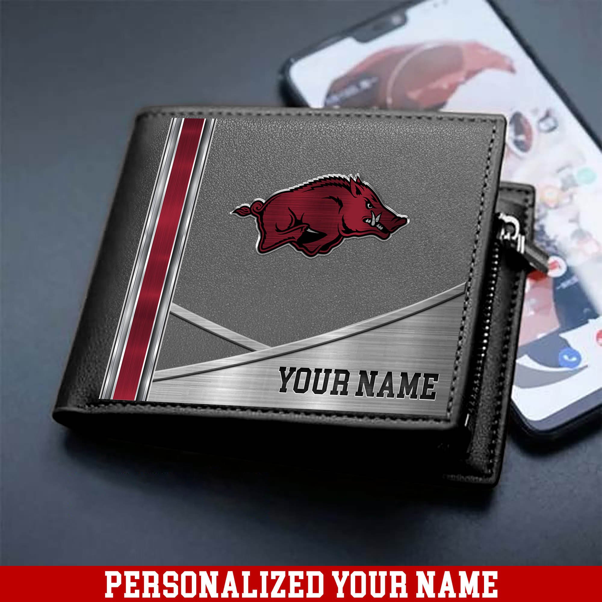 Alternative view of Arkansas Razorbacks Sport Team Men Wallet 2024 Version Customized Your Name, Men Wallet For Sport Lovers, Fan Gifts ETHY-54902