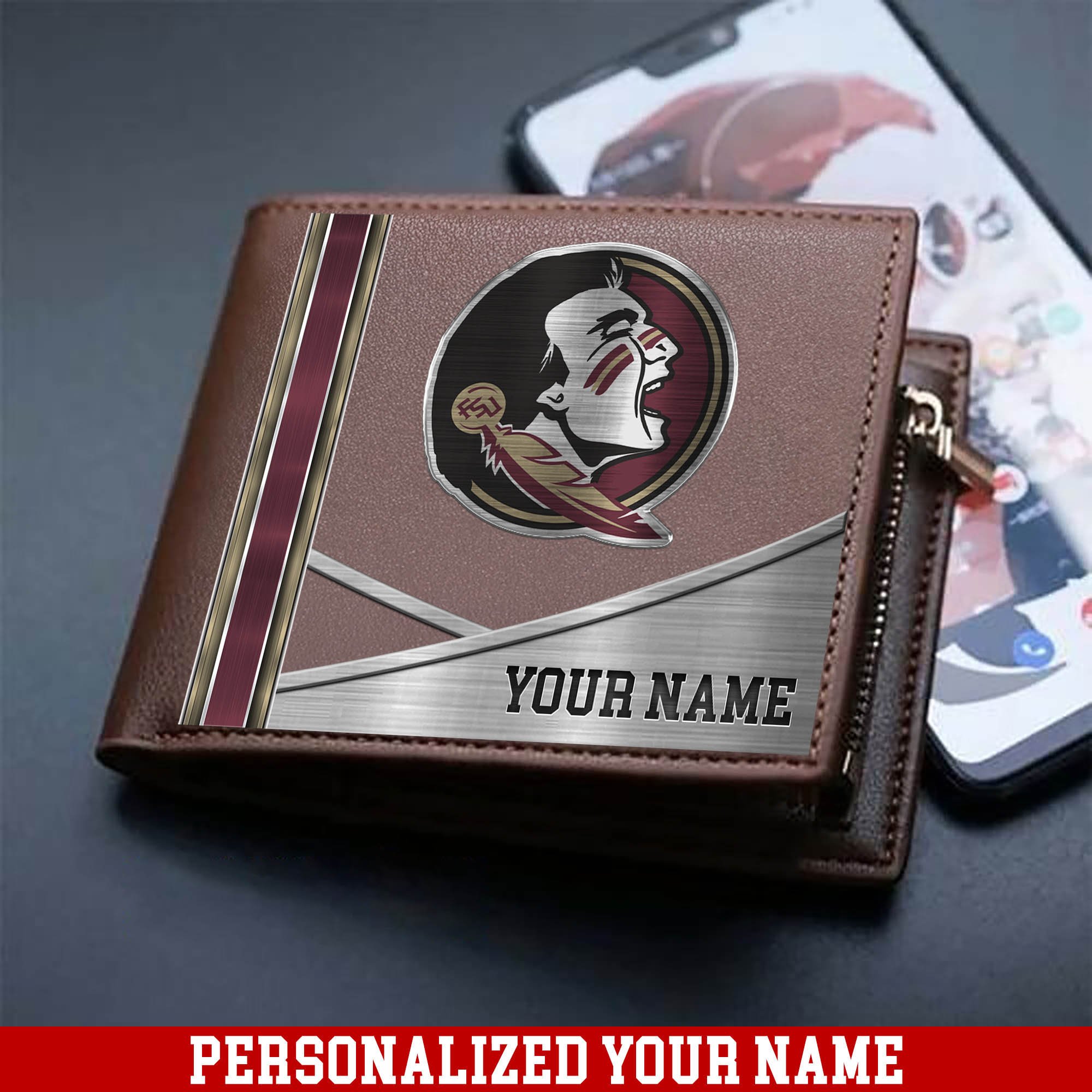 Florida State Seminoles Sport Team Men Wallet 2024 Version Customized Your Name, Men Wallet For Sport Lovers, Fan Gifts ETHY-54902