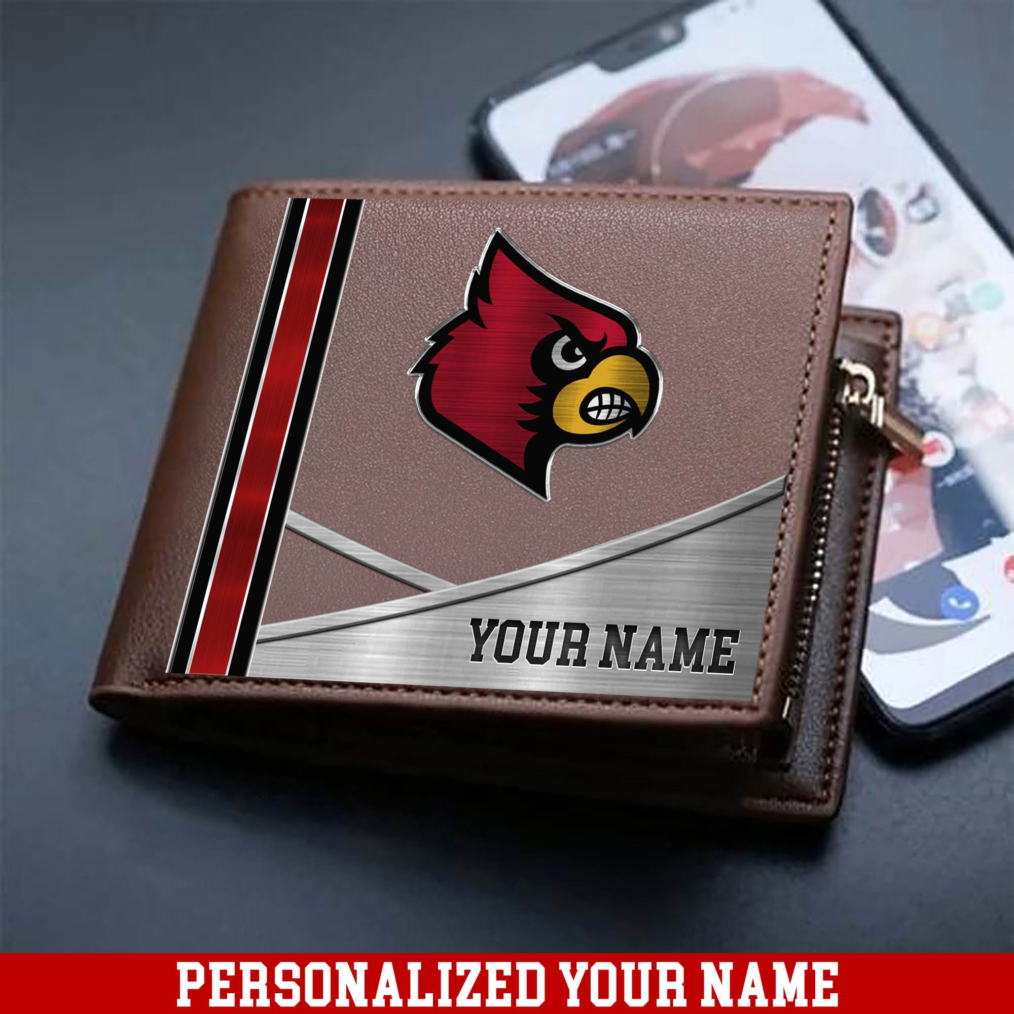 Louisville Cardinals Sport Team Men Wallet 2024 Version Customized Your Name, Men Wallet For Sport Lovers, Fan Gifts ETHY-54902