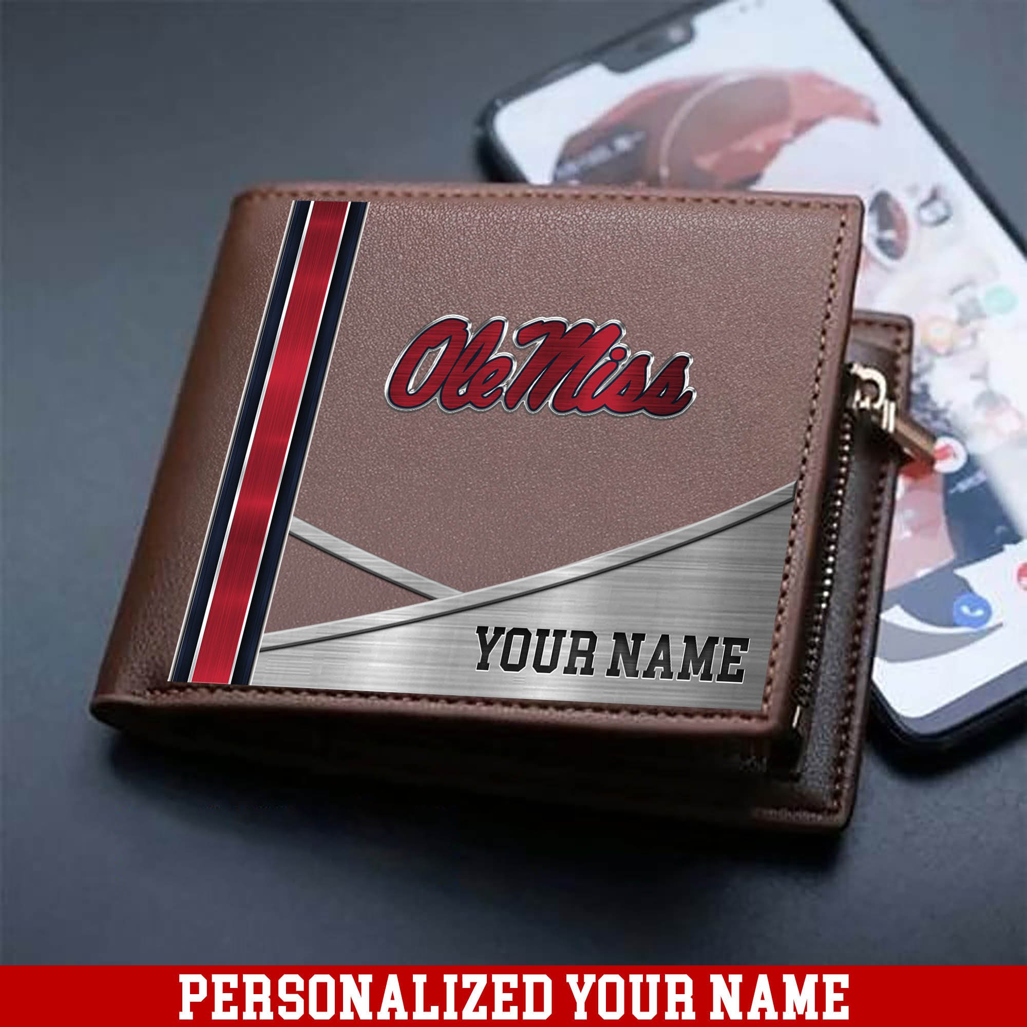 Ole Miss Rebels Sport Team Men Wallet 2024 Version Customized Your Name, Men Wallet For Sport Lovers, Fan Gifts ETHY-54902