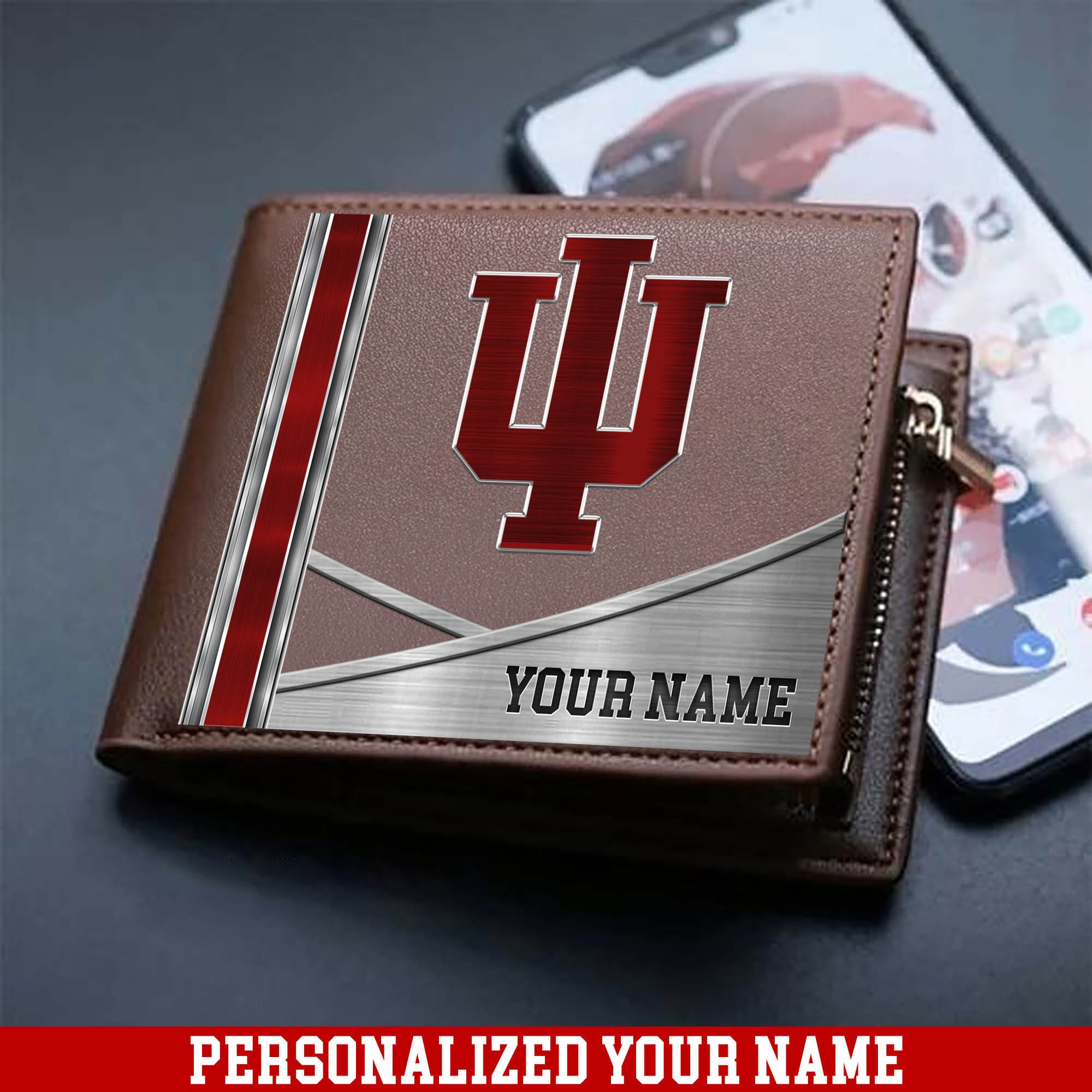 Indiana Hoosiers Sport Team Men Wallet 2024 Version Customized Your Name, Men Wallet For Sport Lovers, Fan Gifts ETHY-54902