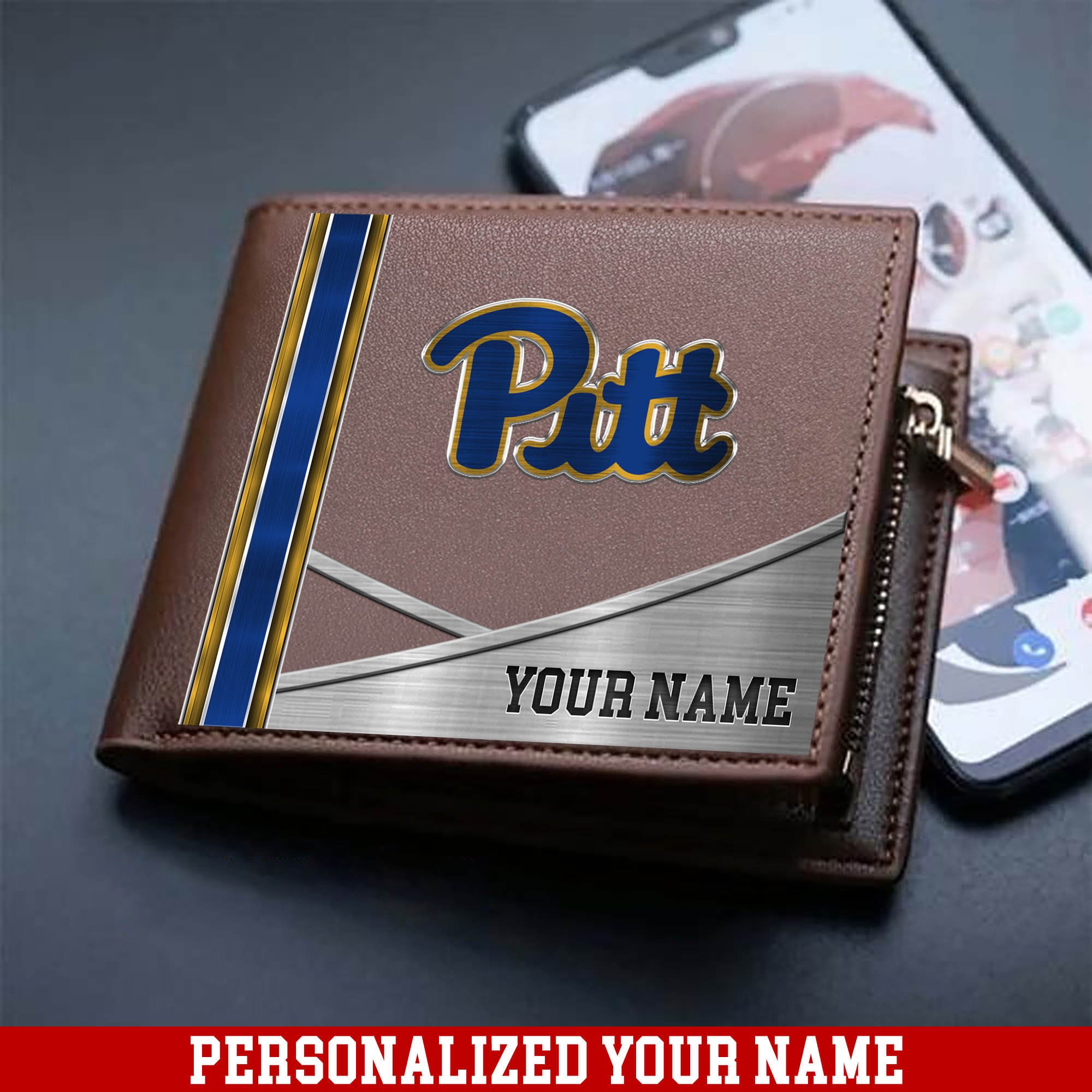Pittsburgh Panthers Sport Team Men Wallet 2024 Version Customized Your Name, Men Wallet For Sport Lovers, Fan Gifts ETHY-54902