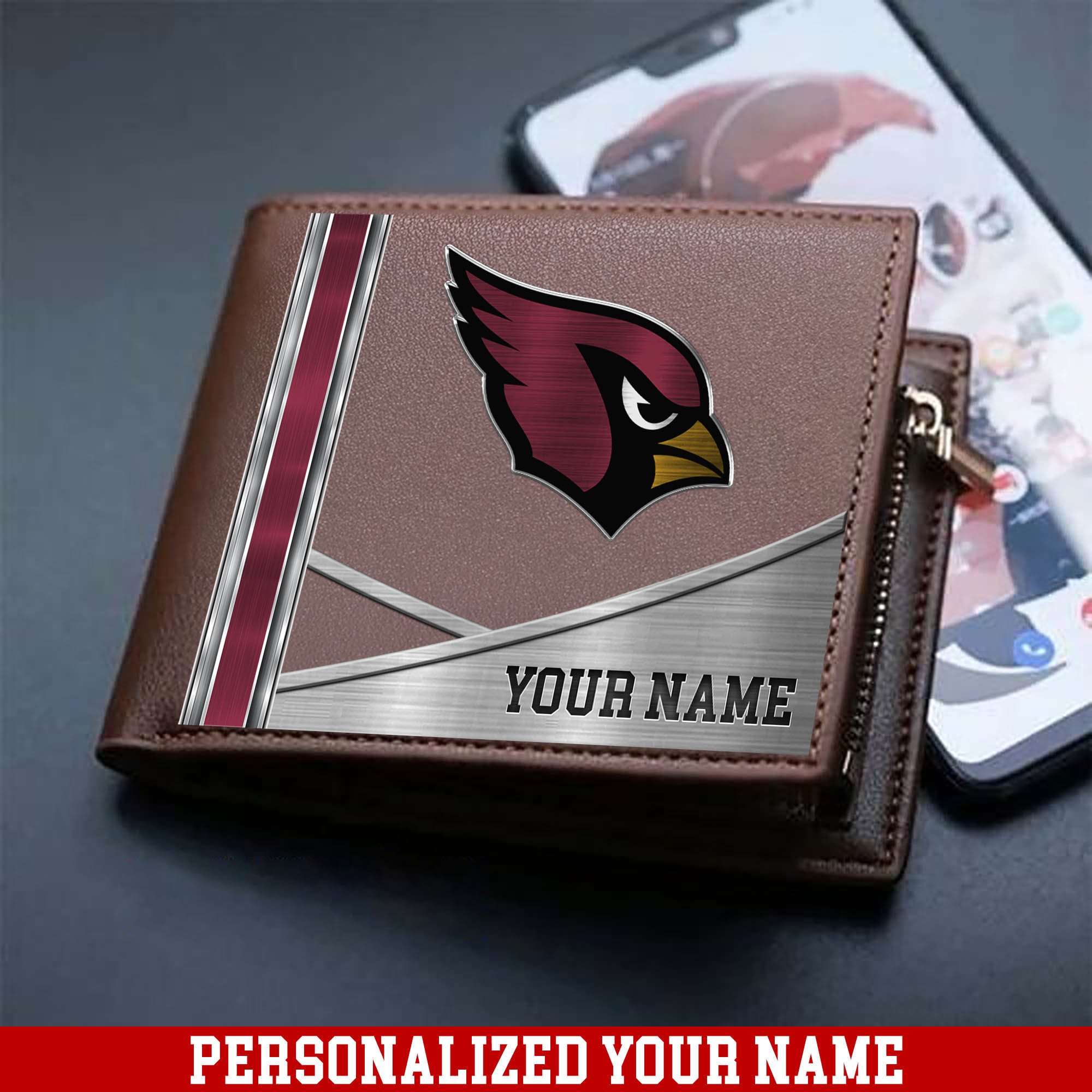 Arizona Cardinals Sport Team Men Wallet 2024 Version Customized Your Name, Men Wallet For Sport Lovers, Fan Gifts ETHY-54902