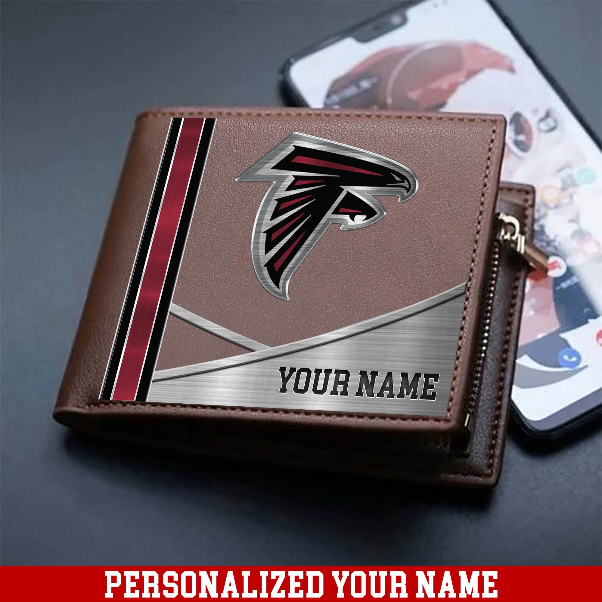 Atlanta Falcons Sport Team Men Wallet 2024 Version Customized Your Name, Men Wallet For Sport Lovers, Fan Gifts ETHY-54902