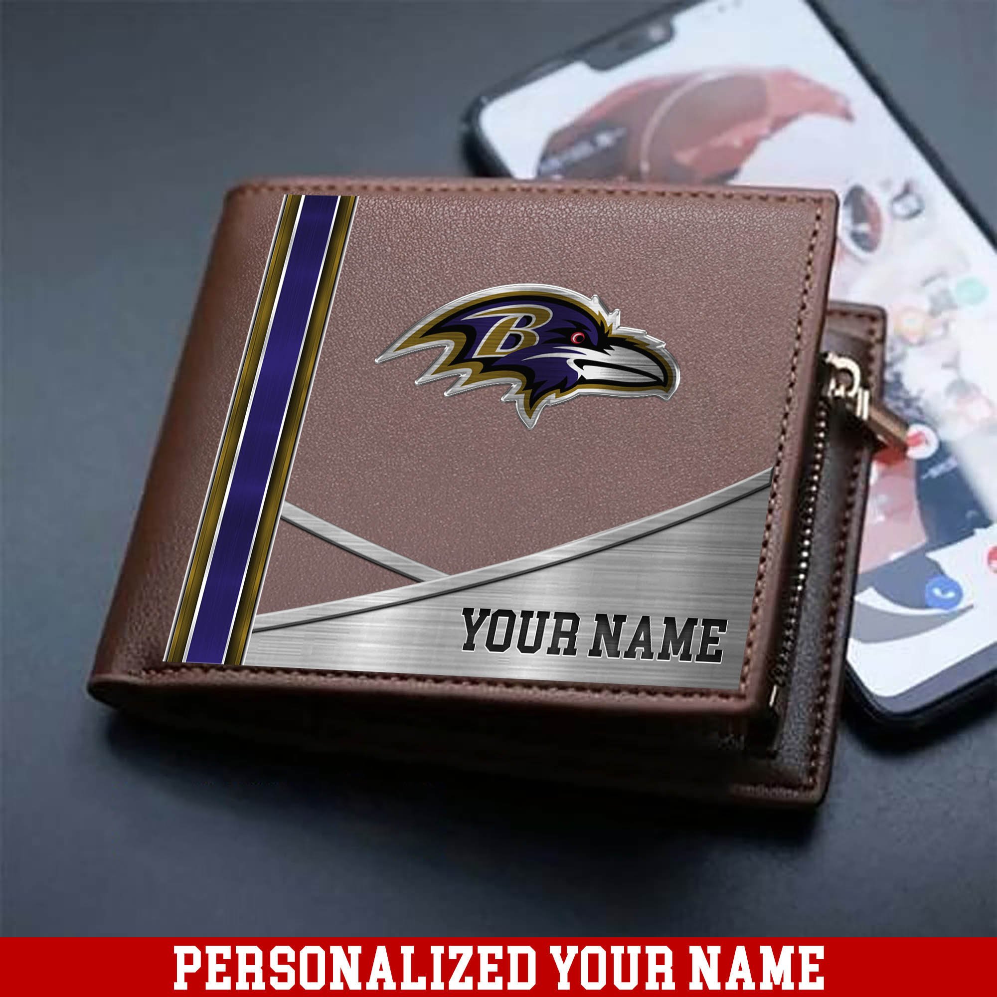 Baltimore Ravens Sport Team Men Wallet 2024 Version Customized Your Name, Men Wallet For Sport Lovers, Fan Gifts ETHY-54902