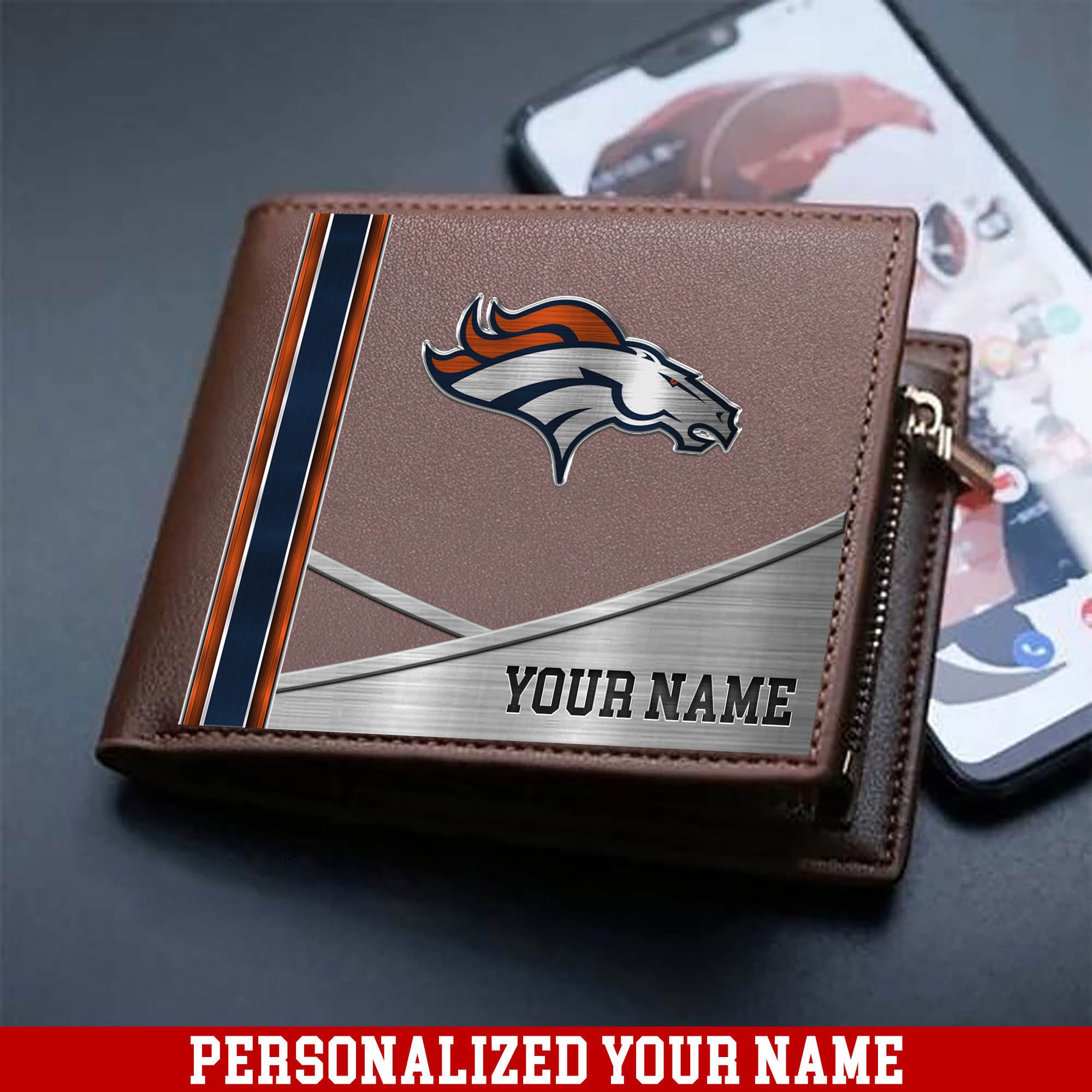 Denver Broncos Sport Team Men Wallet 2024 Version Customized Your Name, Men Wallet For Sport Lovers, Fan Gifts ETHY-54902